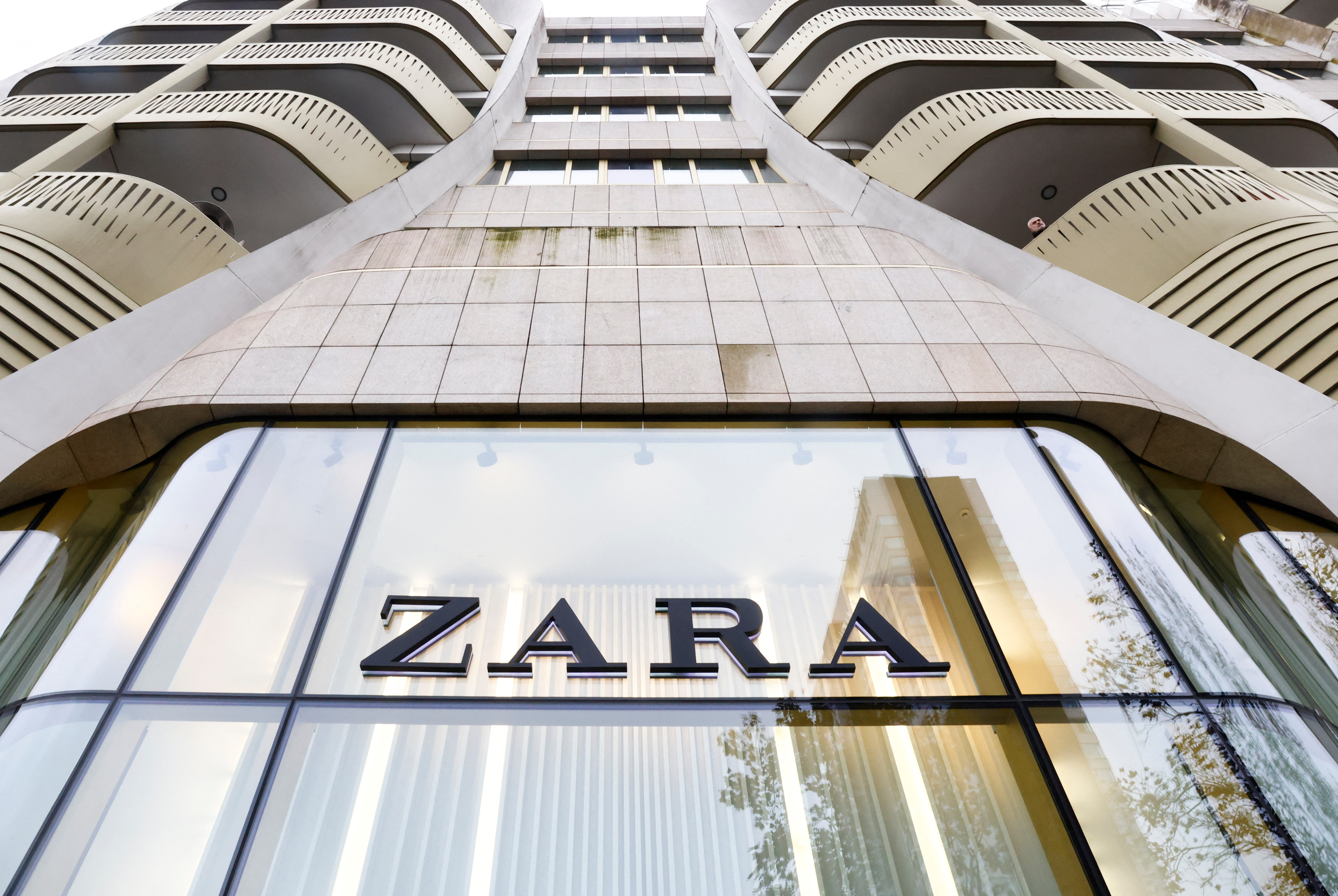 The Zara clothing store logo is seen at the entrance of a store in Brussels, Belgium November 28, 2022. 