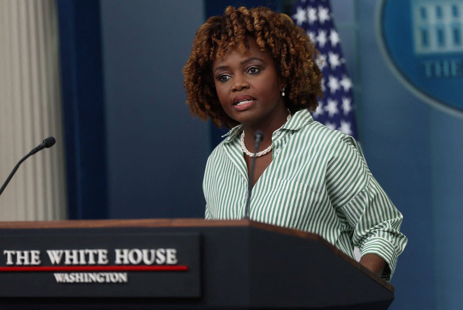 White House Press Secretary Karine Jean-Pierre holds a press briefing at the White House in Washington, U.S., February 27, 2024. 