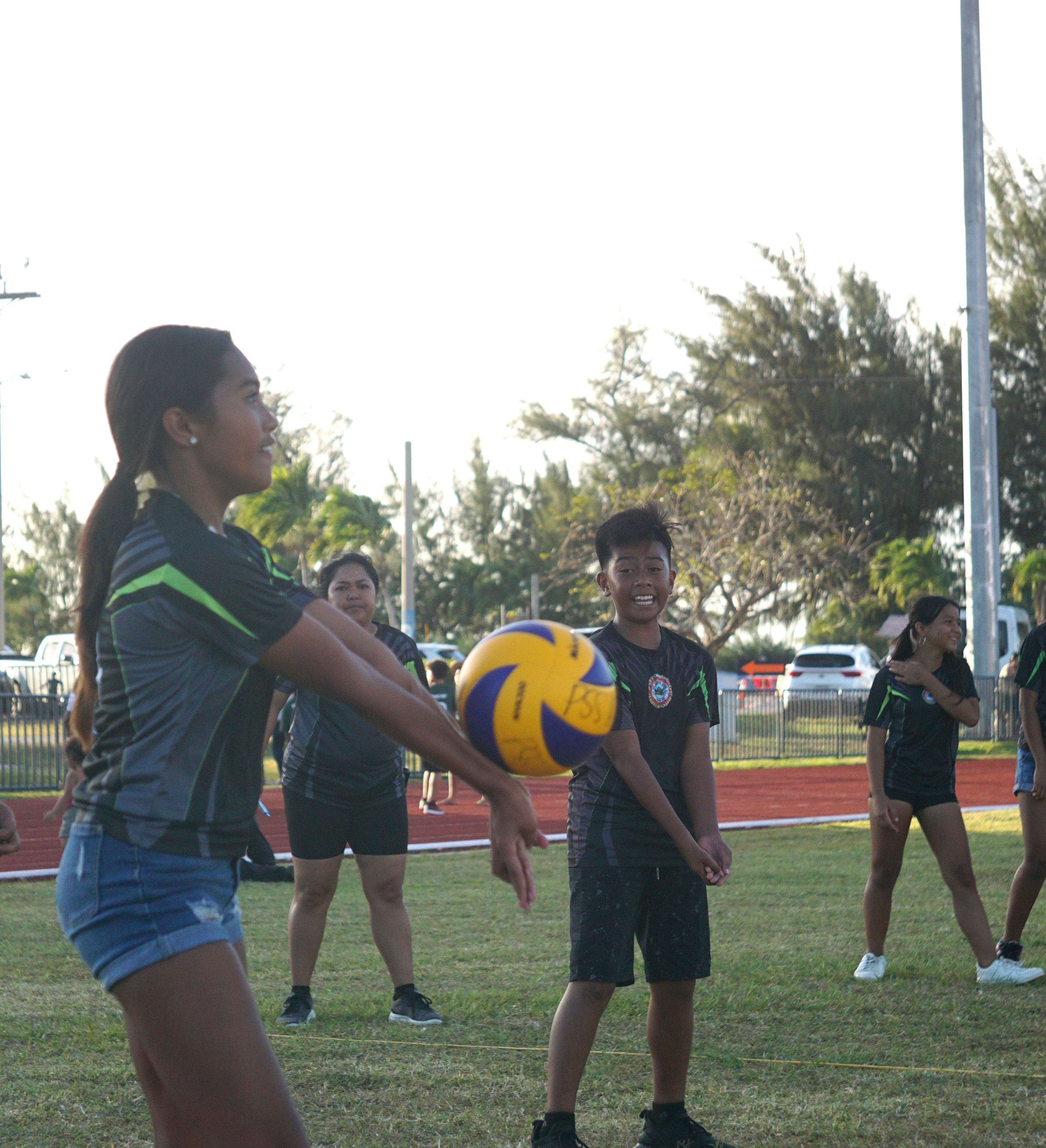 An Oleai Elementary School 1 player connects the bump return during a co-ed elementary school division game of the NMIVA-PSS Interscholastic Volleyball League SY23-24 at the Oleai Sports Complex on Friday.