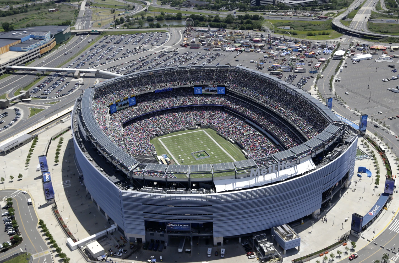 An aerial view of MetLife Stadium in East Rutherford, N.J., June 20, 2014.