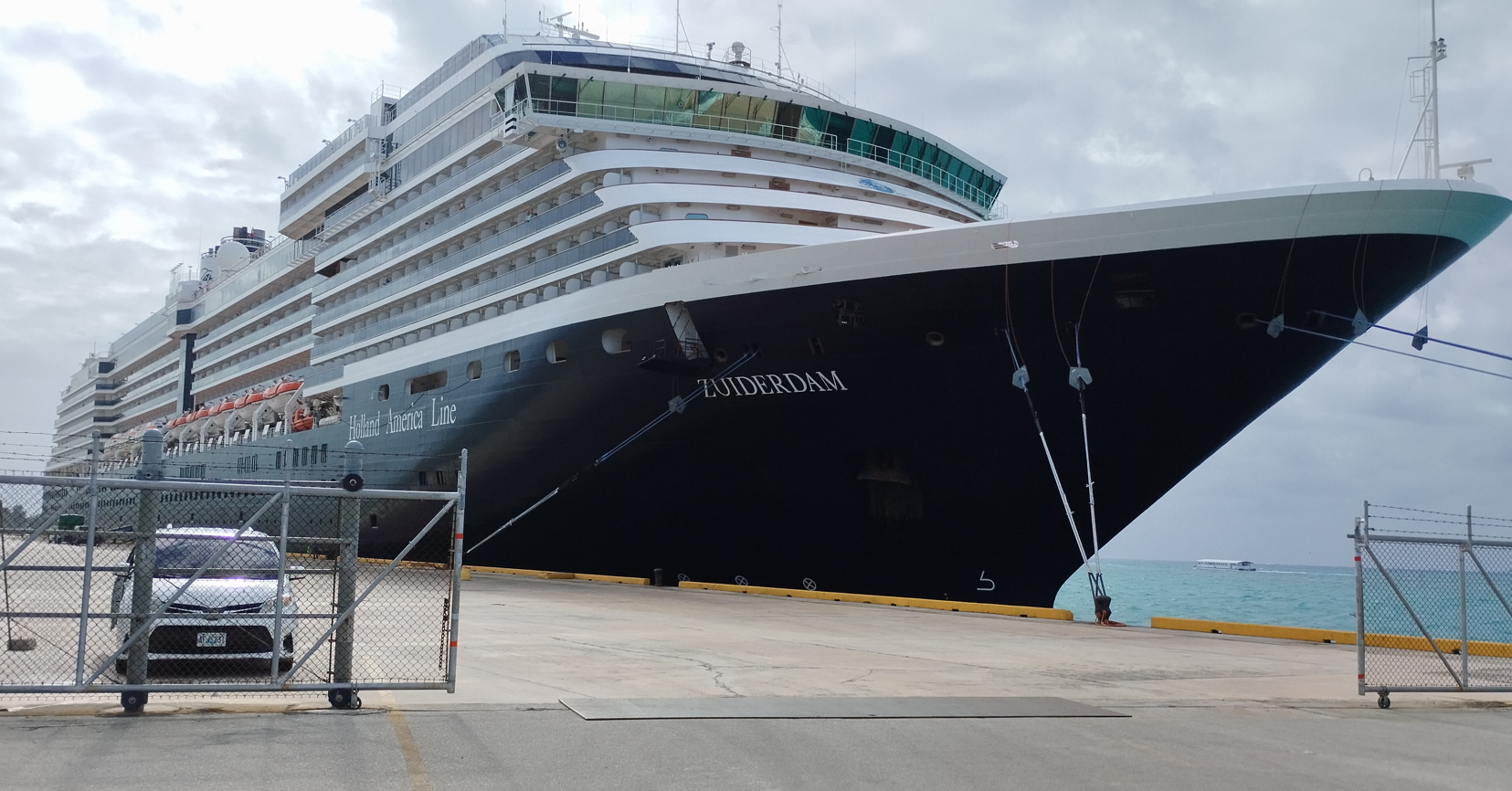 Holland America's MS Zuiderdam, a 955-foot cruise ship with a capacity of over 1,900 passengers and 842 crew on a 127-day "World Voyage," paid a visit to Saipan on Monday.