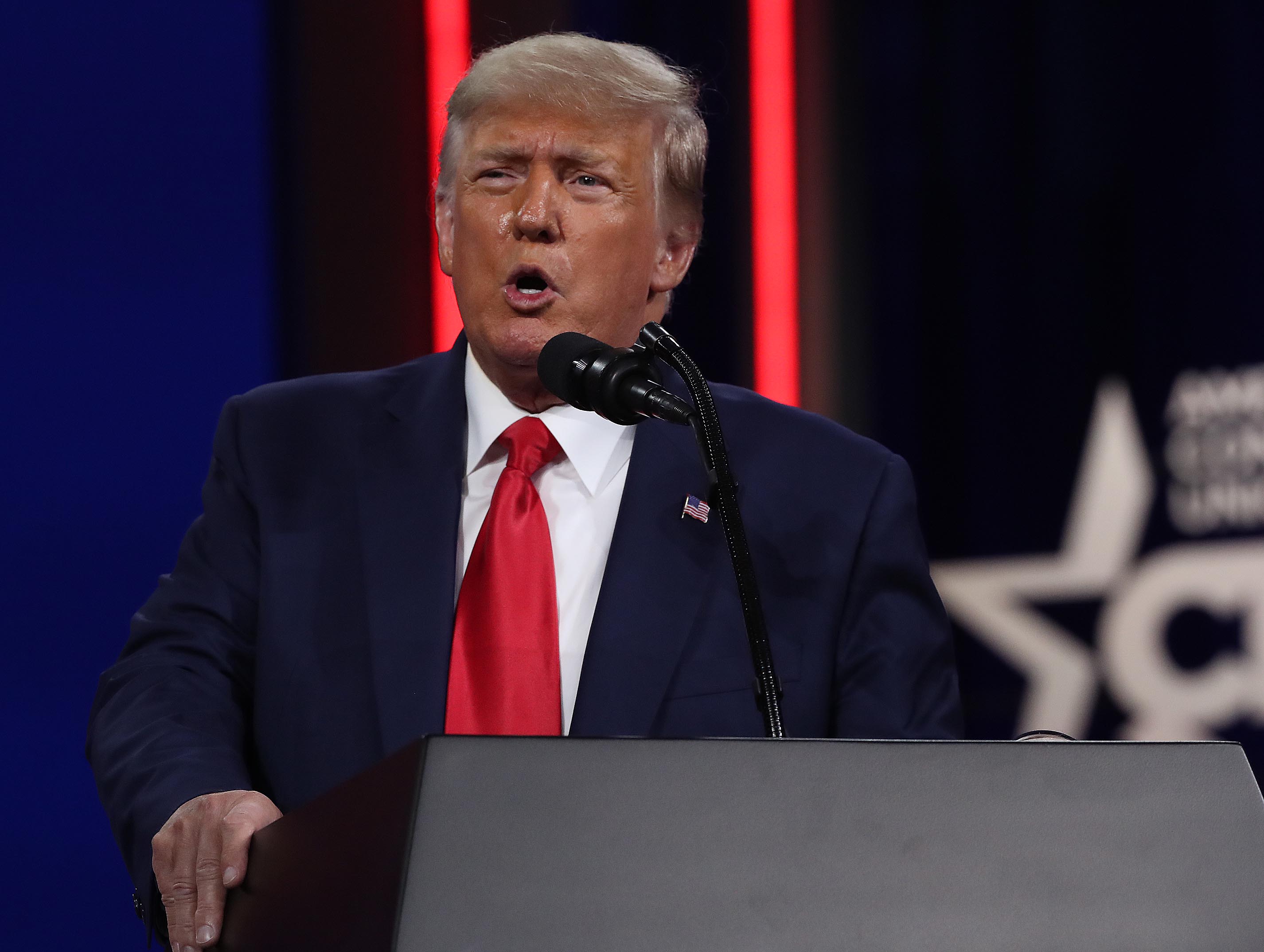Former President Donald Trump speaks during CPAC at the Hyatt Regency in Orlando, Florida, on Feb. 28, 2021. (Stephen M. Dowell/Orlando Sentinel/TNS)