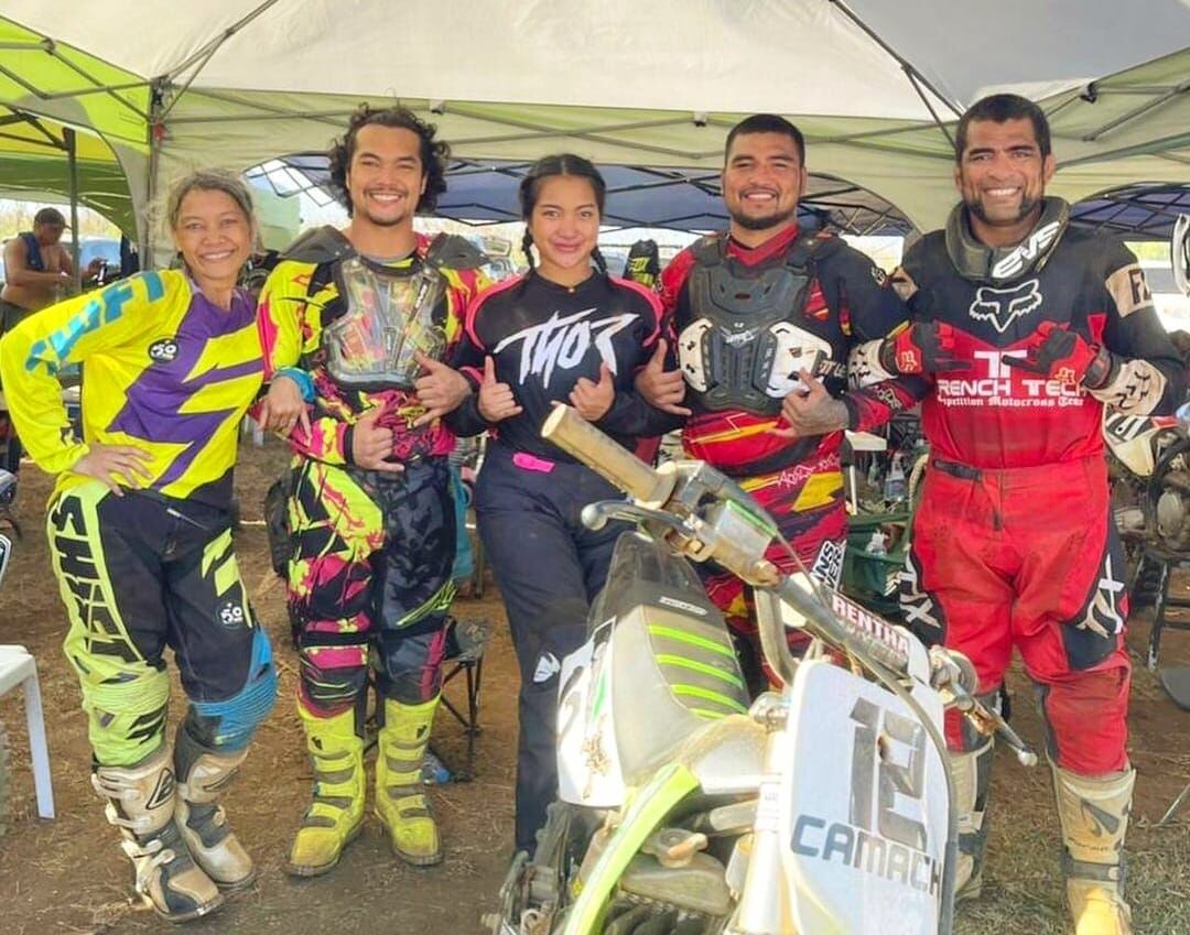Mari Alvarez, left, poses for a photo with husband Cuki, right, and their kids Alverick, Shaniah and Shane during a Marianas Association Points Race series event at Cowtown Raceway Park.