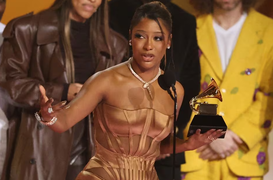 Victoria Monet accepts the award for Best New Artist during the 66th Annual Grammy Awards in Los Angeles, California, Feb. 4, 2024.