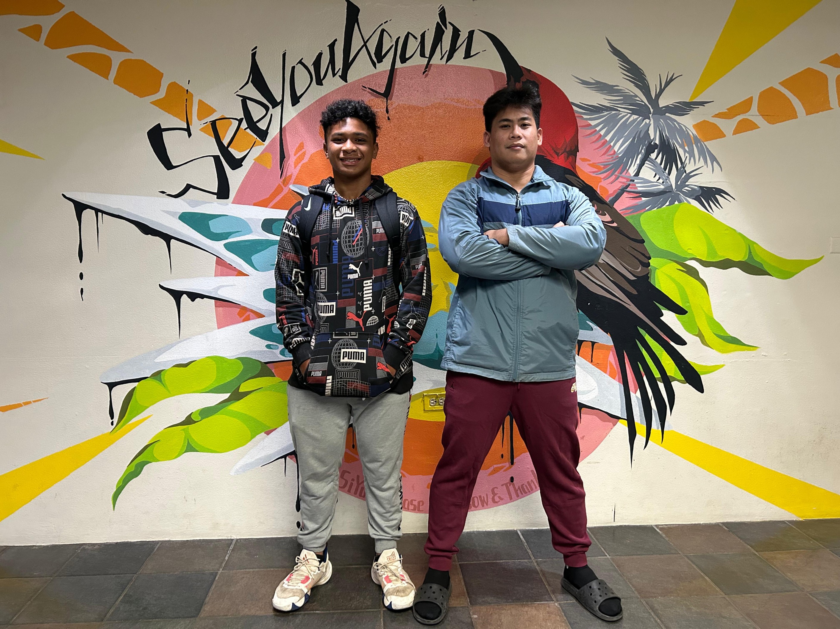 Aiden Gimed and coach Angel San Nicolas pose for a photo before traveling to the 2024 Oceania Senior, Junior & Youth Weightlifting Championships in Auckland, New Zealand.
