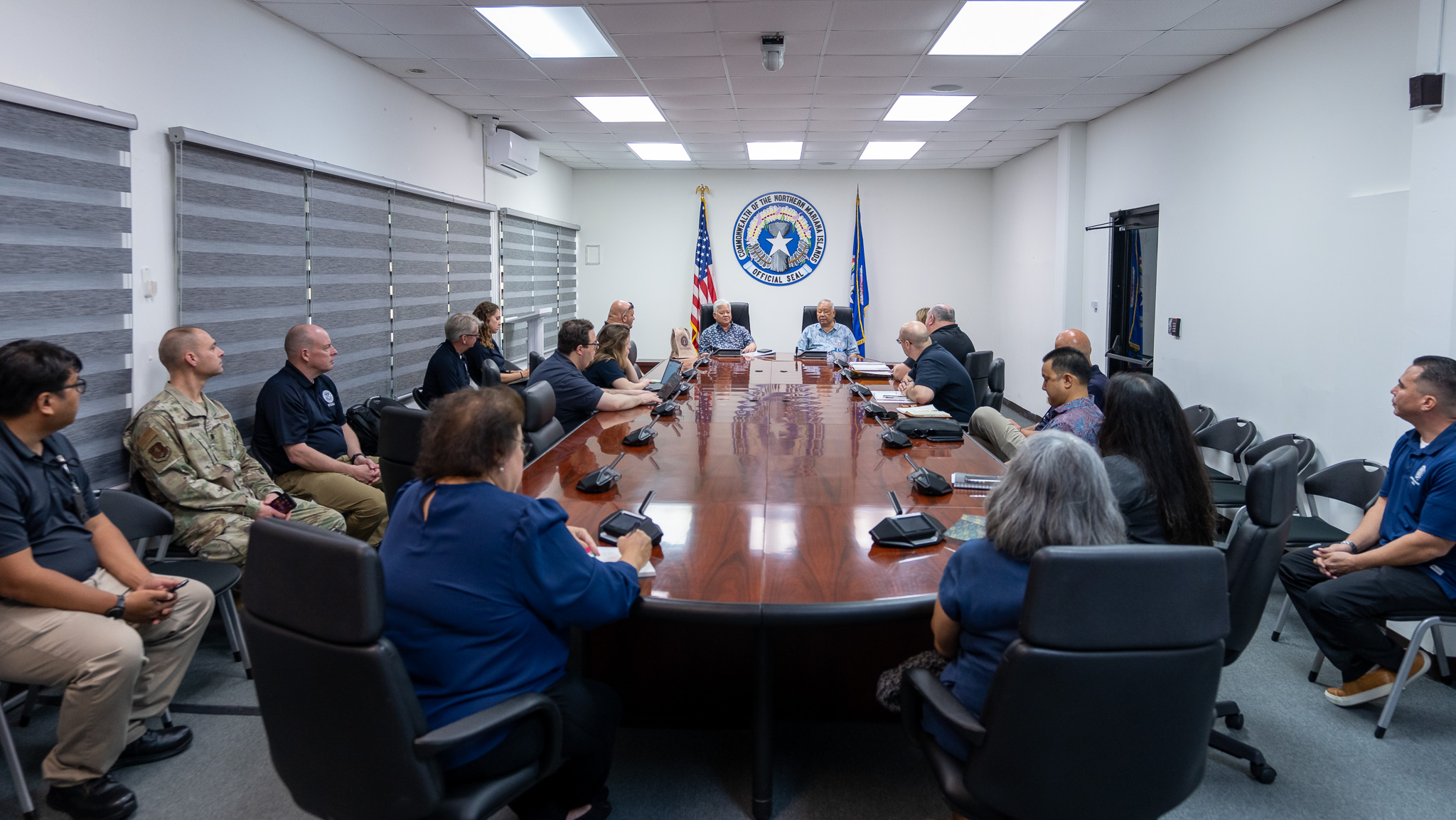 Gov. Arnold I. Palacios and Lt. Gov. David M. Apatang met recently with the administrator of Federal Emergency Management Agency, Deanne Criswell, and her team, which included Region 9 Administrator Robert Fenton, Jr., Region 9 Integration Team Lead Brian Beck. They discussed the status of FEMA-funded infrastructure projects and emergency preparedness in the CNMI.  On behalf of the CNMI, Palacios and Apatang expressed appreciation for  FEMA’s consistent presence in the Commonwealth.