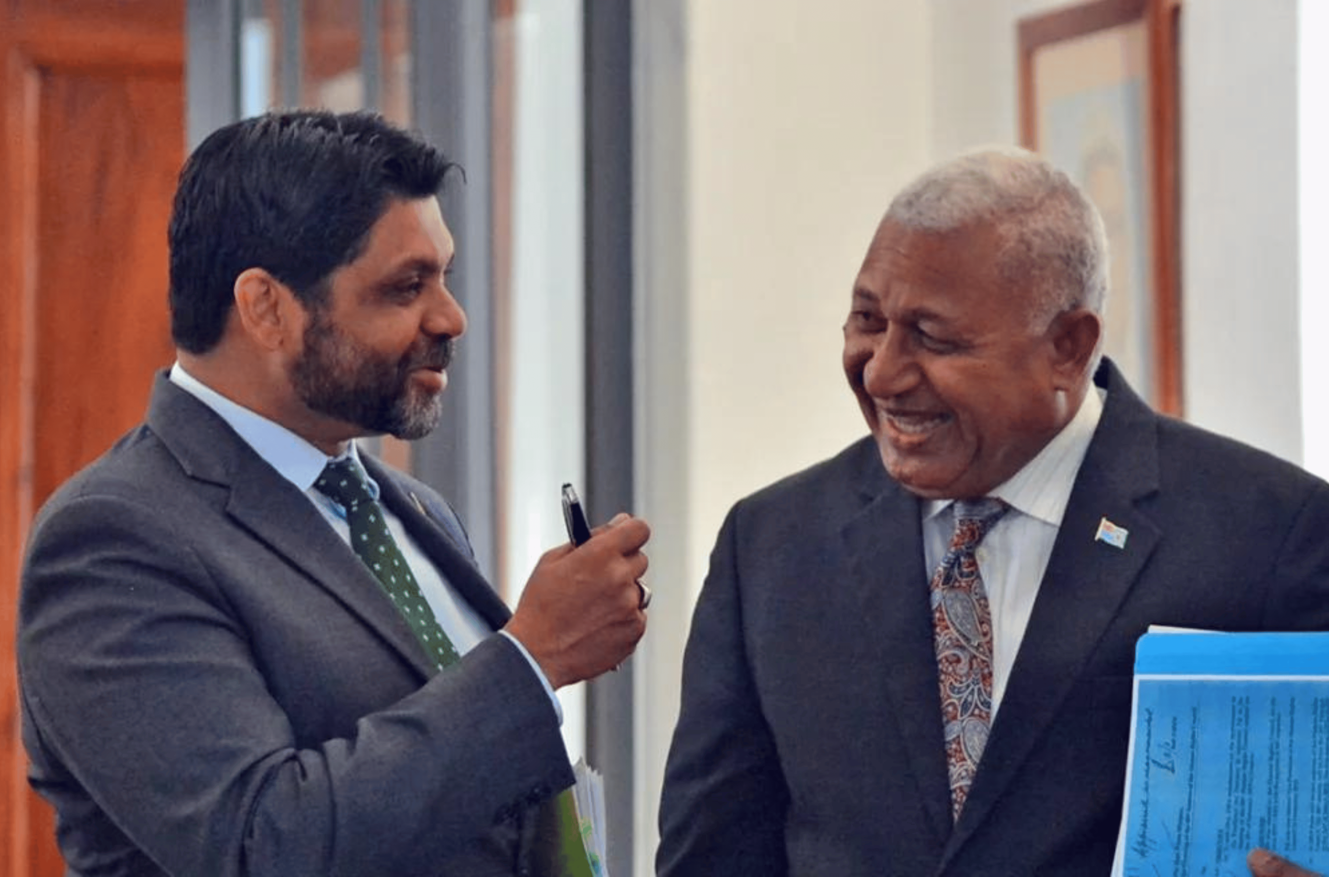 Attorney-General Aiyaz Sayed-Khaiyum and Prime Minister Frank Bainimarama. 