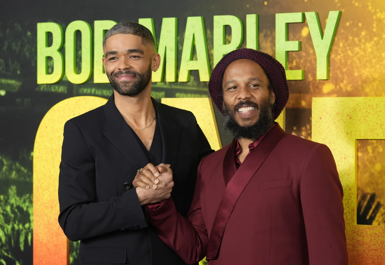 Kingsley Ben-Adir, left, with Bob Marley’s son Ziggy.