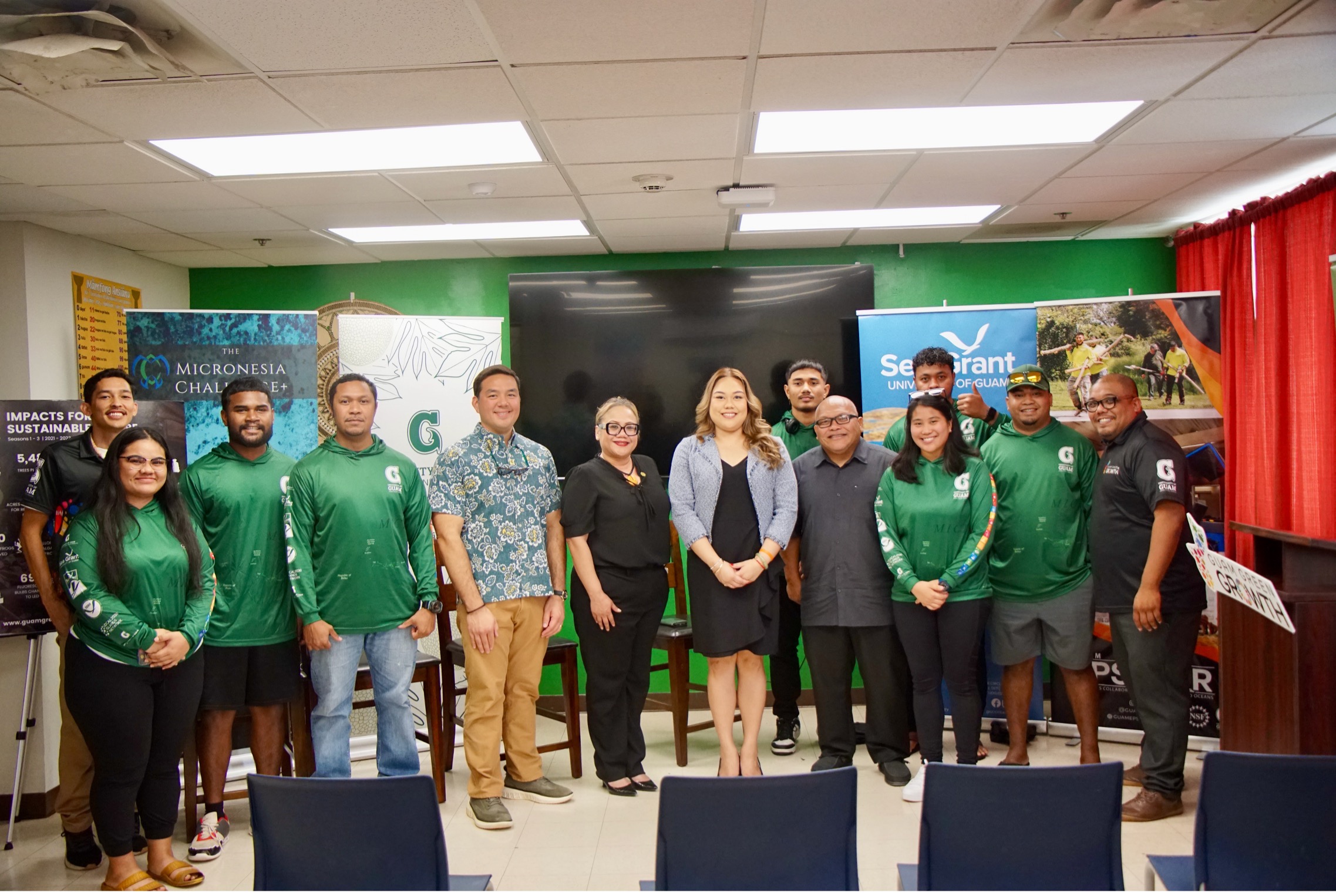 Members of the second cohort of the G3 Local2030 Islands Network Conservation Corps gather for a photo with program leadership, University of Guam and government representatives at the launch event on Monday, February 19, at the UOG Residence Halls. 