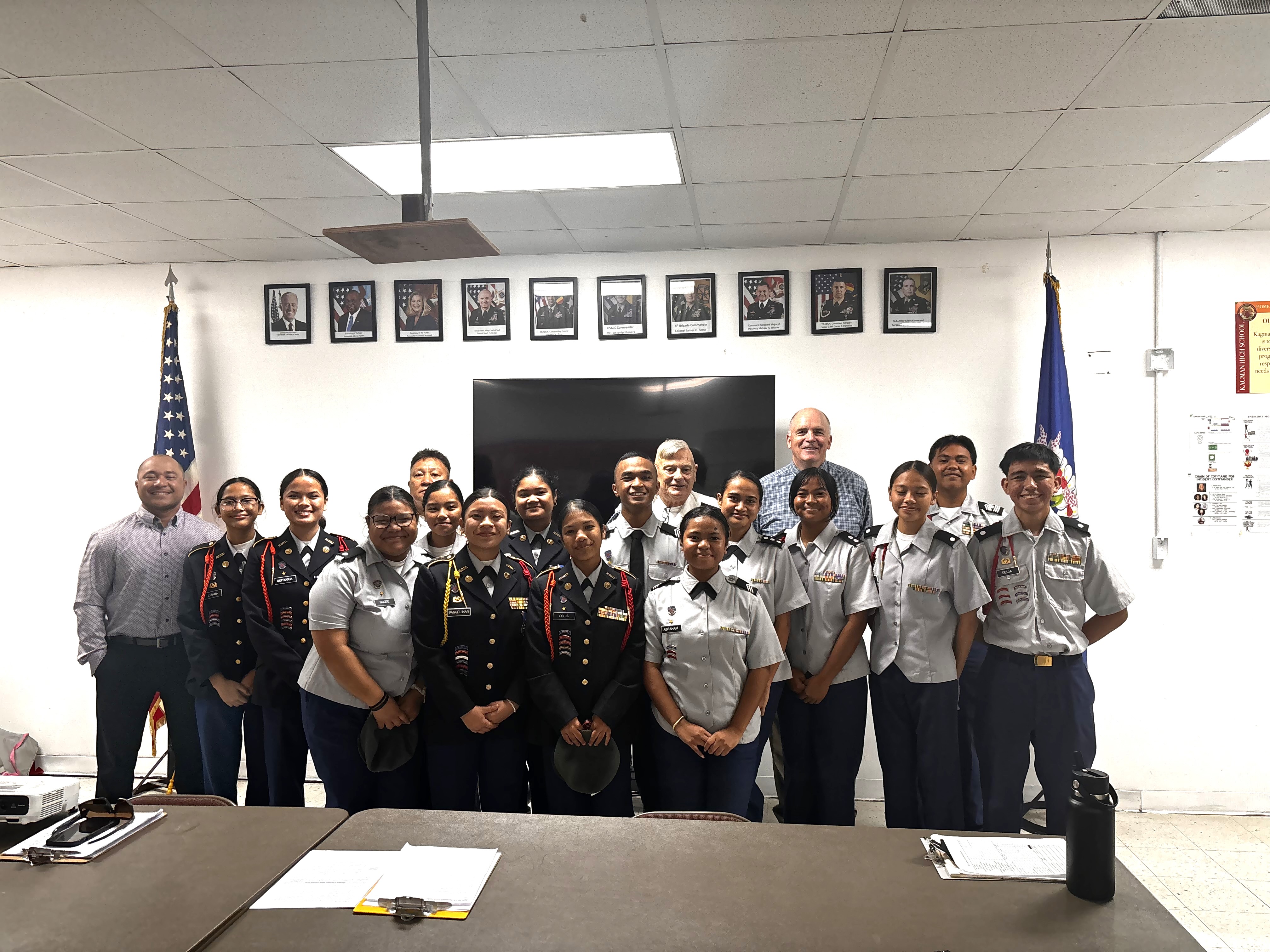 Mark Pratt, JROTC inspector from Ft. Lewis, Washington state, with the KHS cadets and instructors.