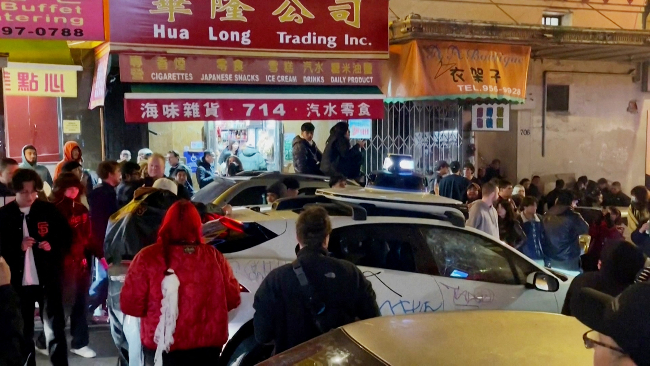 A Waymo self-driving robotaxi, owned by Alphabet's autonomous driving unit, is vandalised before the San Francisco Fire Department said in a statement on social media that fireworks were thrown inside the vehicle, in San Francisco, California February 10, 2024 in a still image from video. 