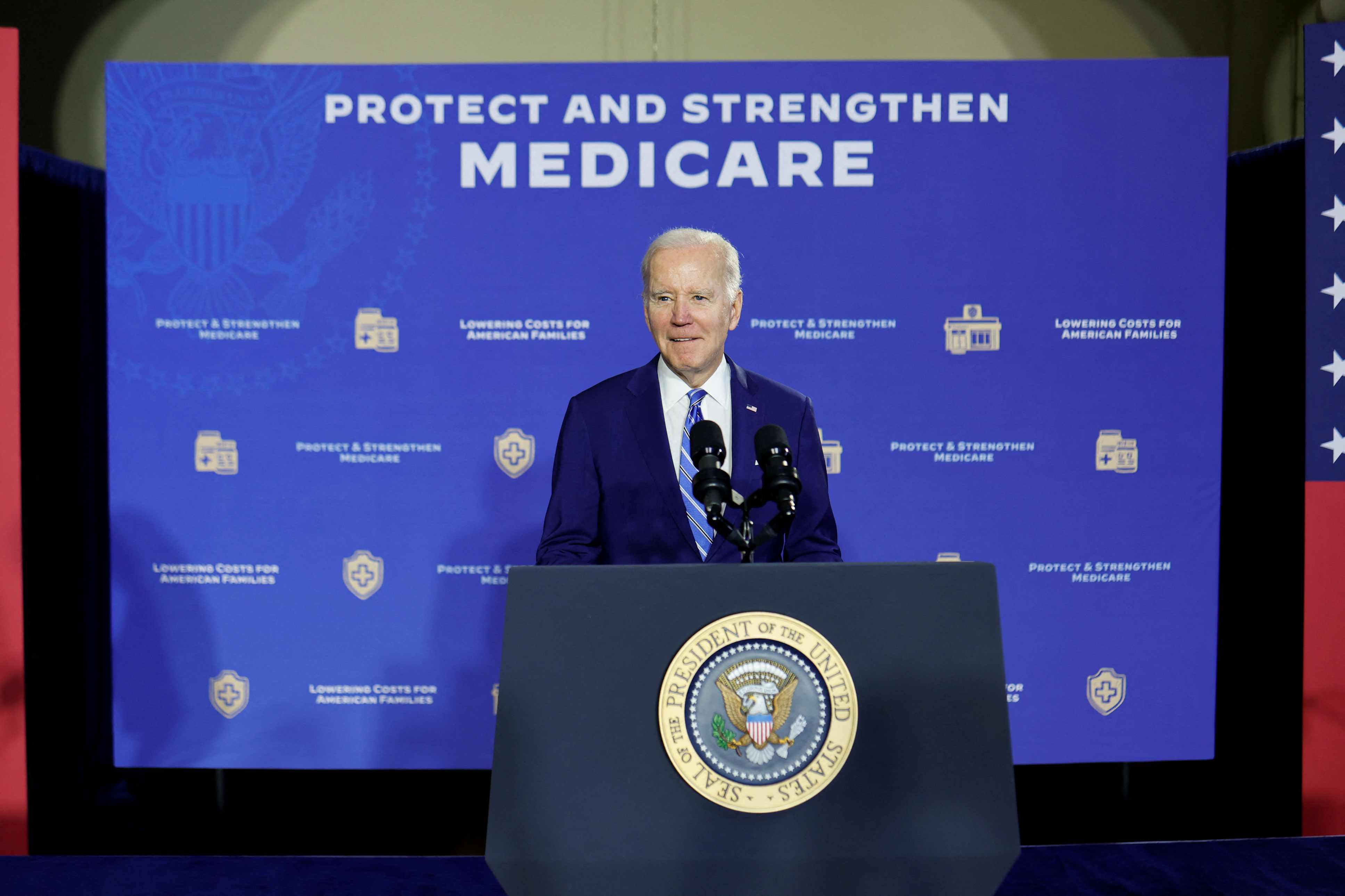 U.S. President Joe Biden delivers remarks on Social Security and Medicare at the University of Tampa in Tampa, Florida, U.S. February 9, 2023. 