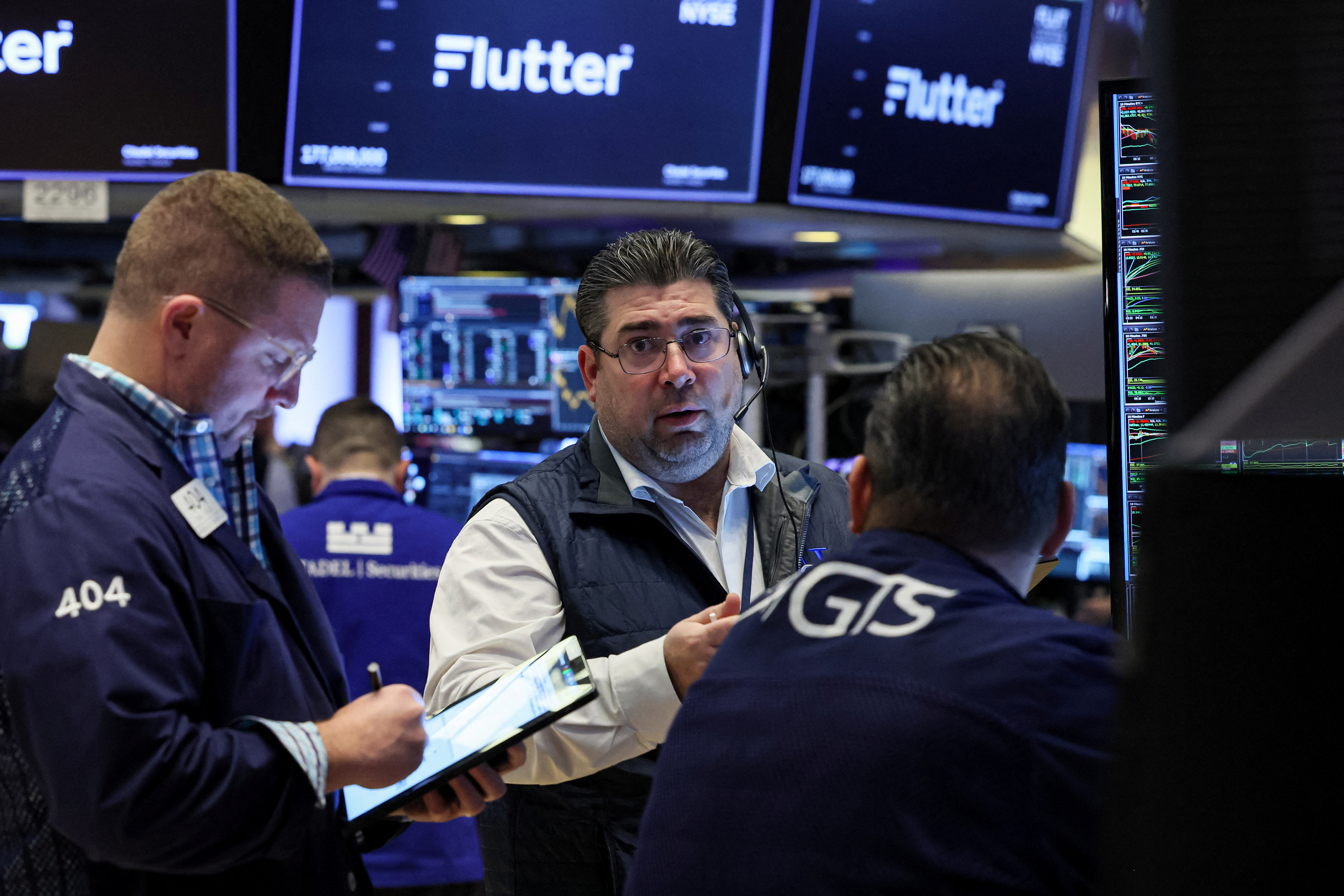 Traders work on the floor at the New York Stock Exchange in New York City, Jan. 29, 2024.