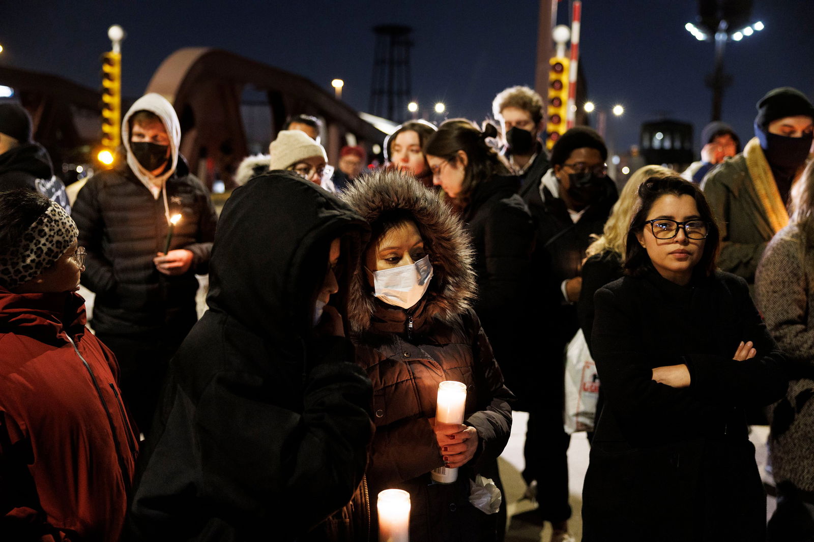 Volunteers, activists and members of the community attend a vigil for 5-year-old Jean Carlos Martinez Rivero, who died on Dec. 17, 2023, at a Lower West Side neighborhood shelter in Chicago, on Dec. 20, 2023. (Armando L. Sanchez/Chicago Tribune/TNS)
