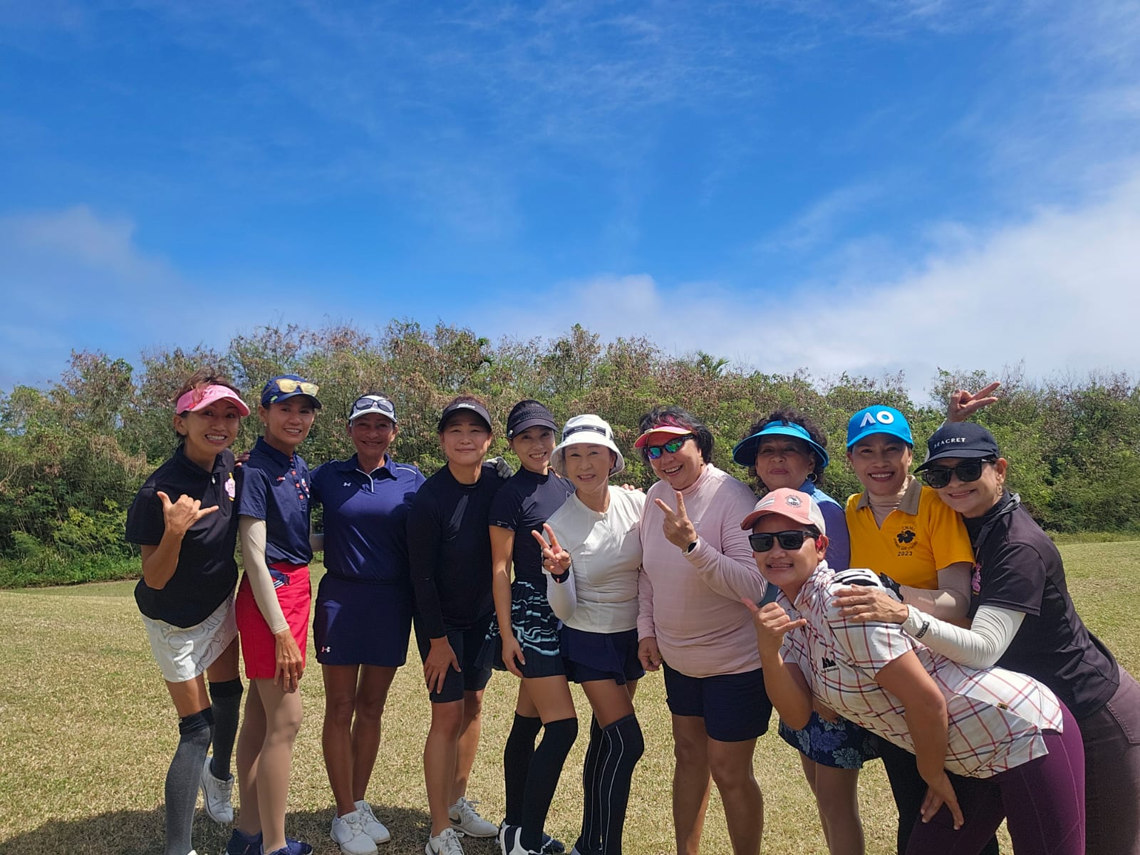 Members of the CNMI Women’s Golf Association pose for a photo before competing in their February golf tournament at the Kingfisher Golf Links on Saturday.