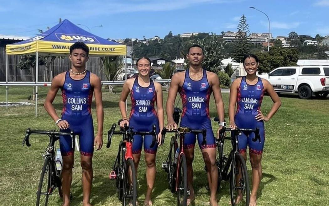 The Samoa Triathlon team in Hawkes Bay. 