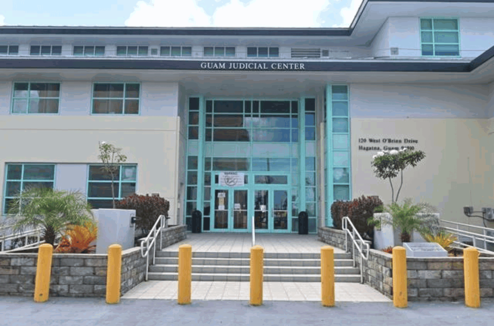 The north entrance of the Guam Judicial Center on Feb. 12, 2024, in Hagåtña. 