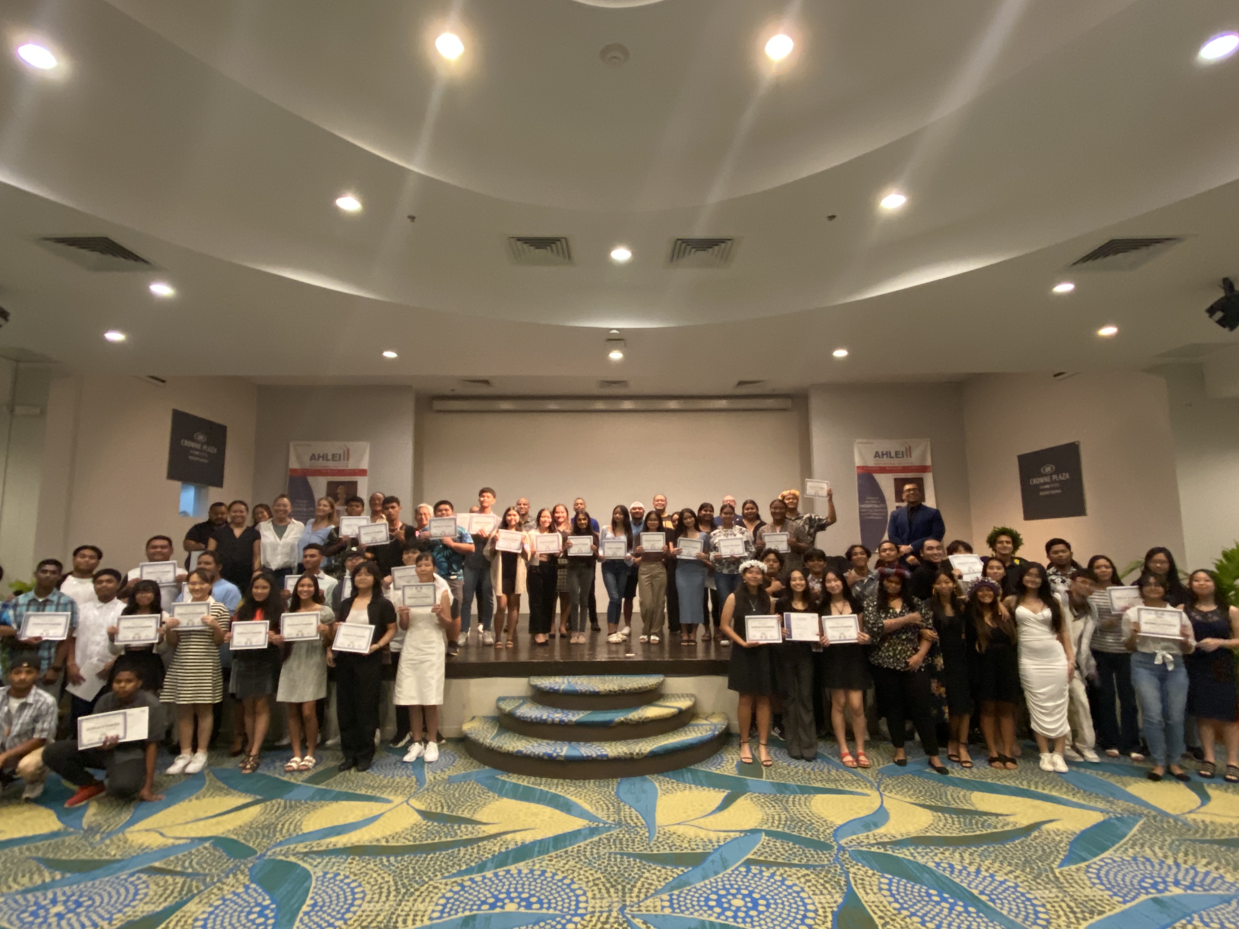 Sixty-eight students from Marianas High School, Saipan Southern High School, and Kagman High School completed their Trading Up: Hospitality course on Thursday, Feb. 8, at the Crowne Plaza Resort. 