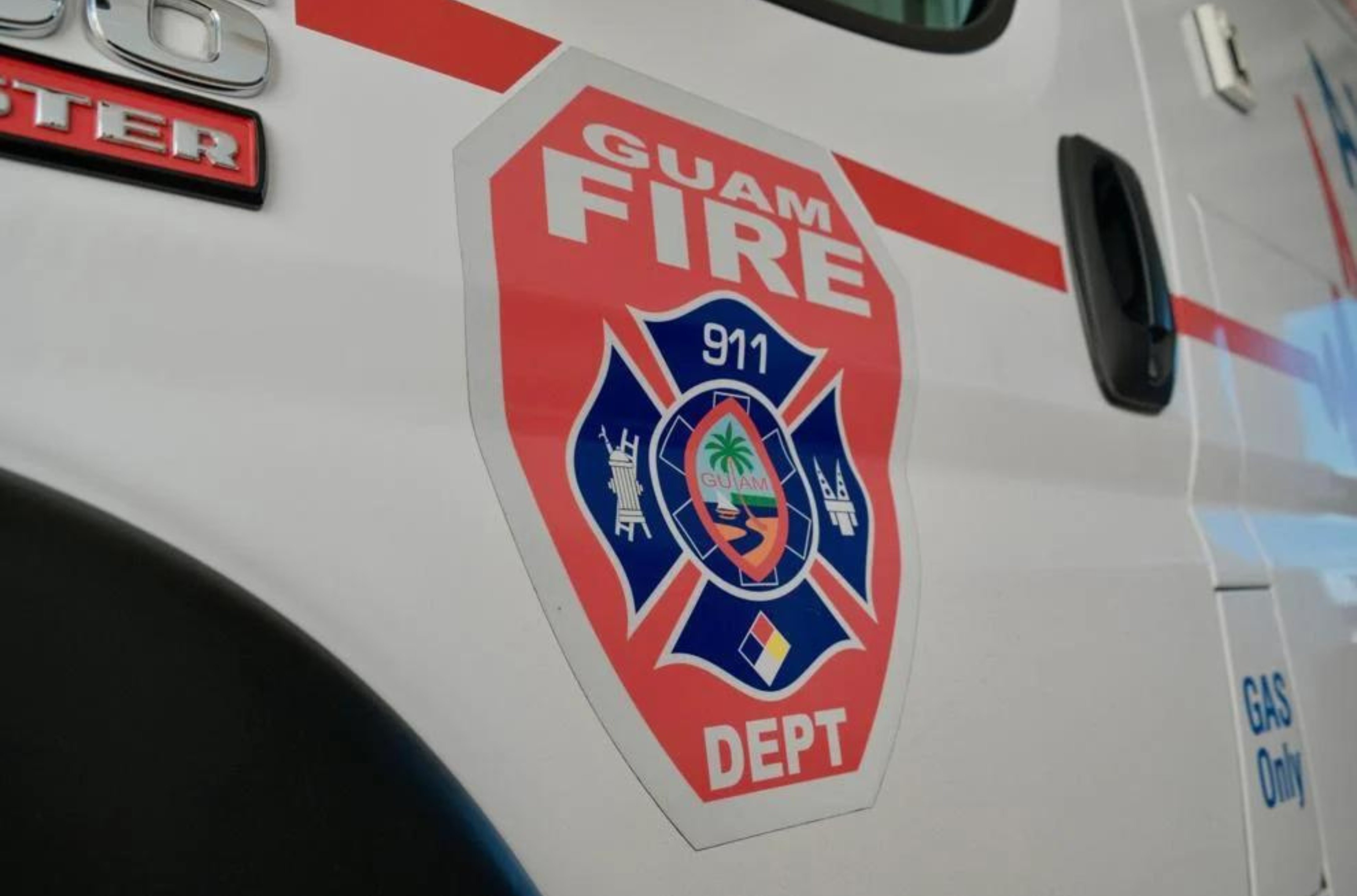  The Guam Fire Department shield is displayed on an ambulance on Wednesday, Jan. 3, 2024. 
