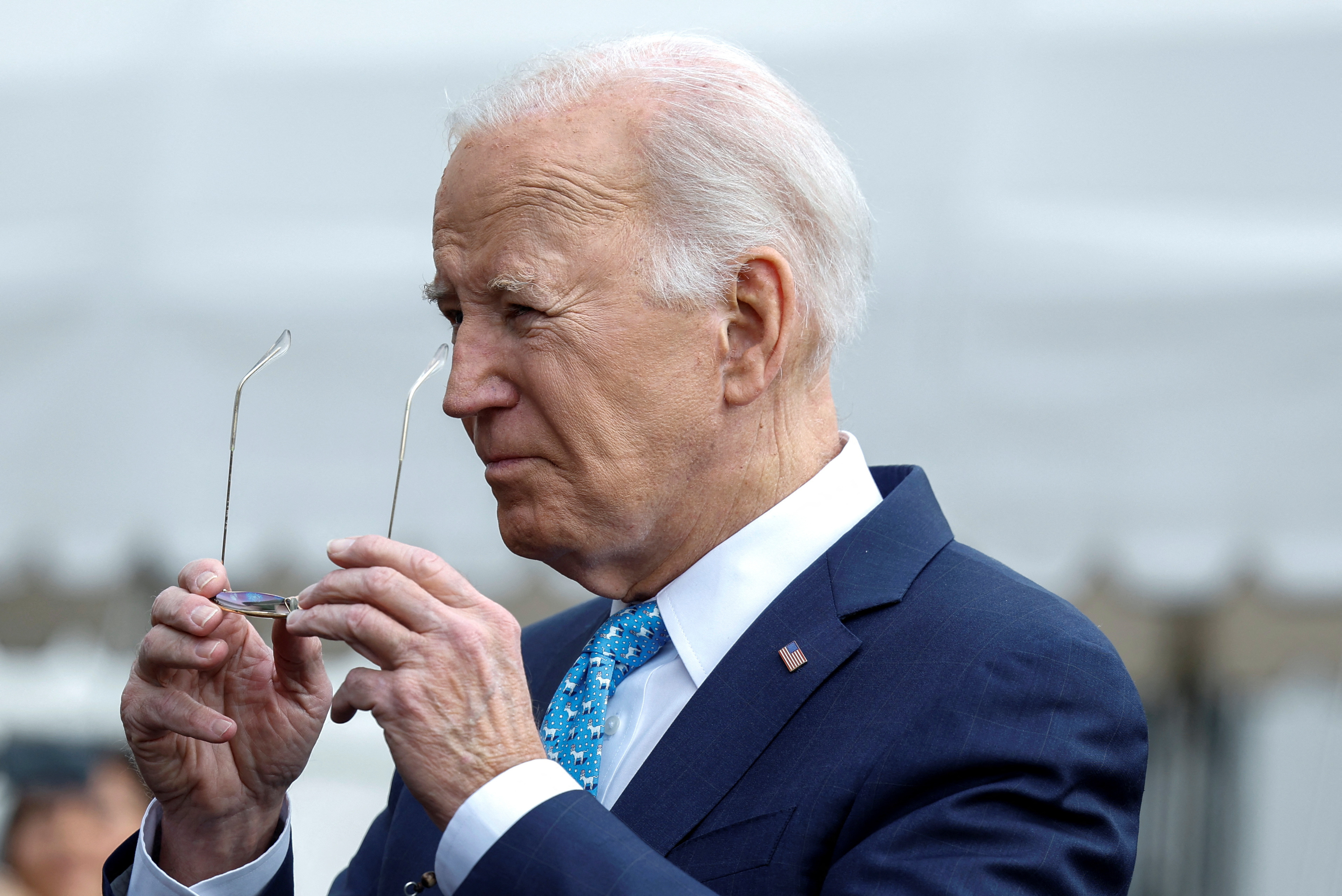 U.S. President Joe Biden looks on, before departing the White House for Florida, in Washington, U.S., January 30, 2024. 