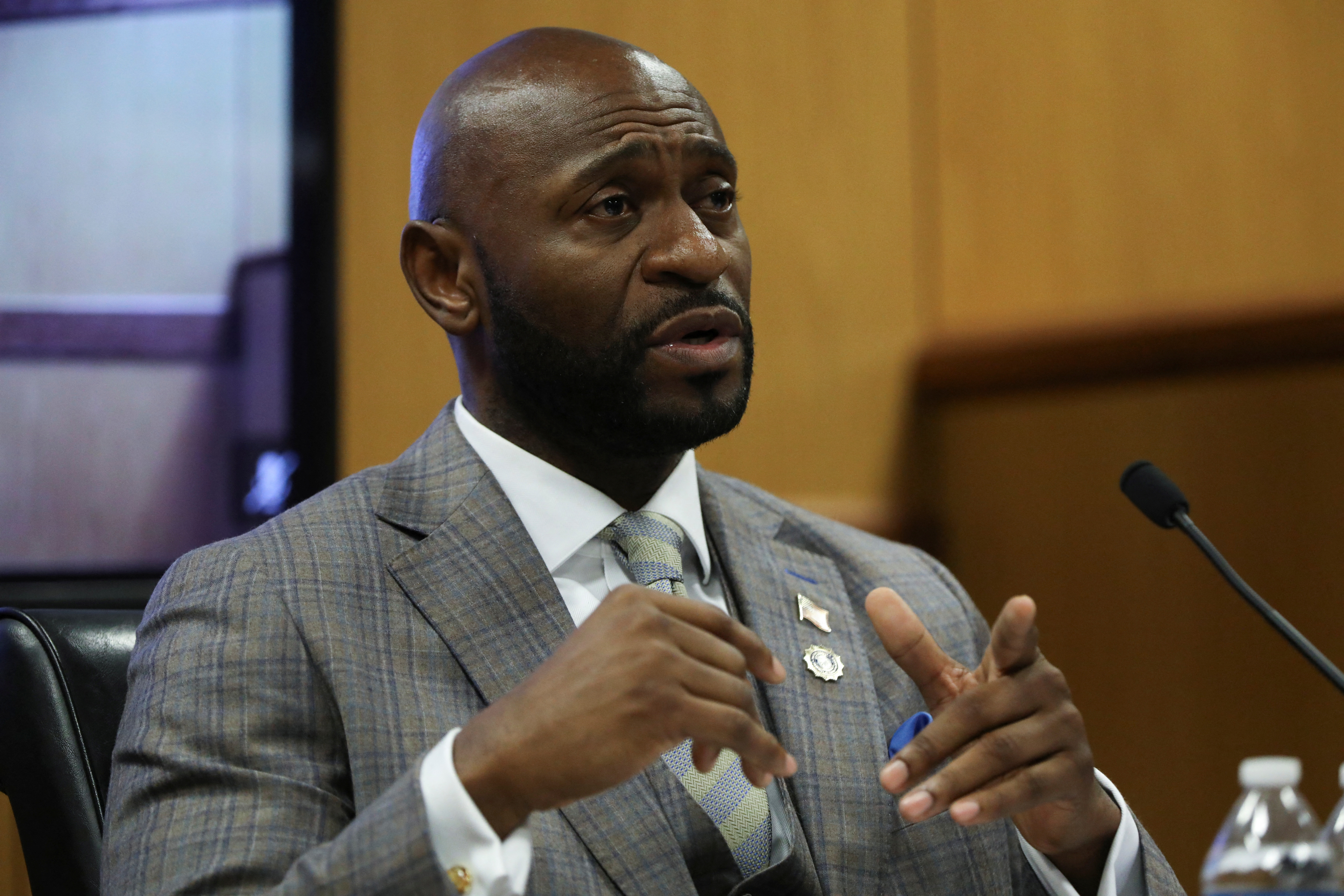 Fulton County Special Prosecutor Nathan Wade speaks during a hearing in the case of State of Georgia v. Donald John Trump at the Fulton County Courthouse in Atlanta, Georgia, U.S., February 15, 2024. 