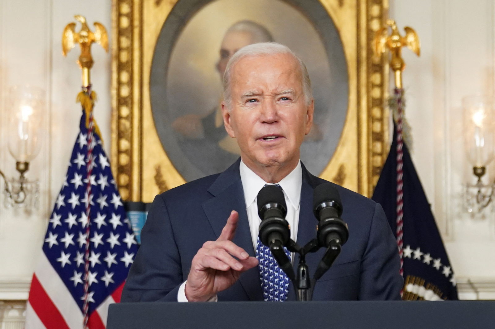 U.S. President Joe Biden delivers remarks at the White House in Washington, U.S., February 8, 2024. 