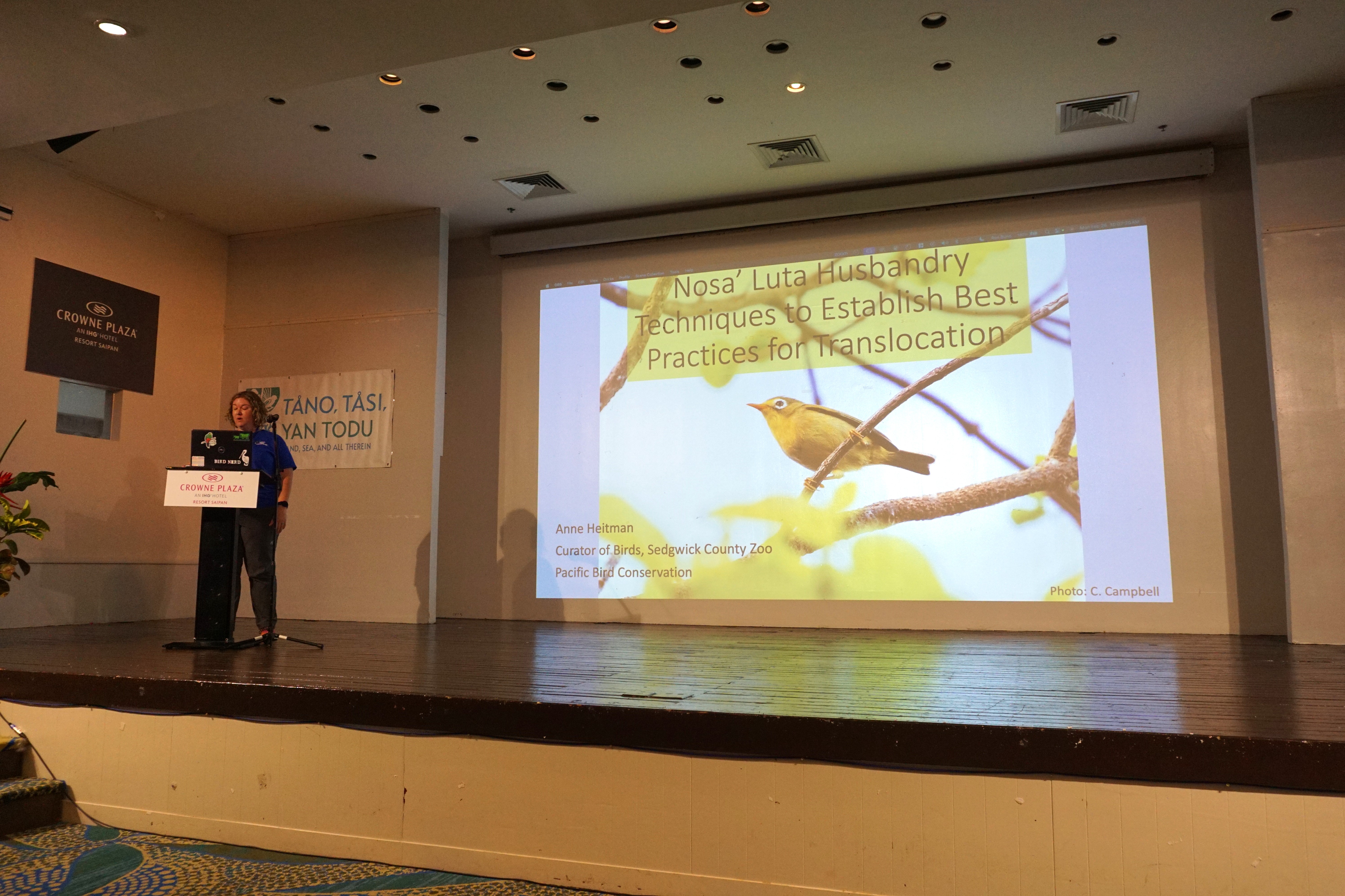 Researcher Anne Heitman speaks about the Pacific Bird Conservation's efforts to develop captivity and husbandry protocols for the Nosa' Luta or Rota White-eye (Zosterops rotensis).