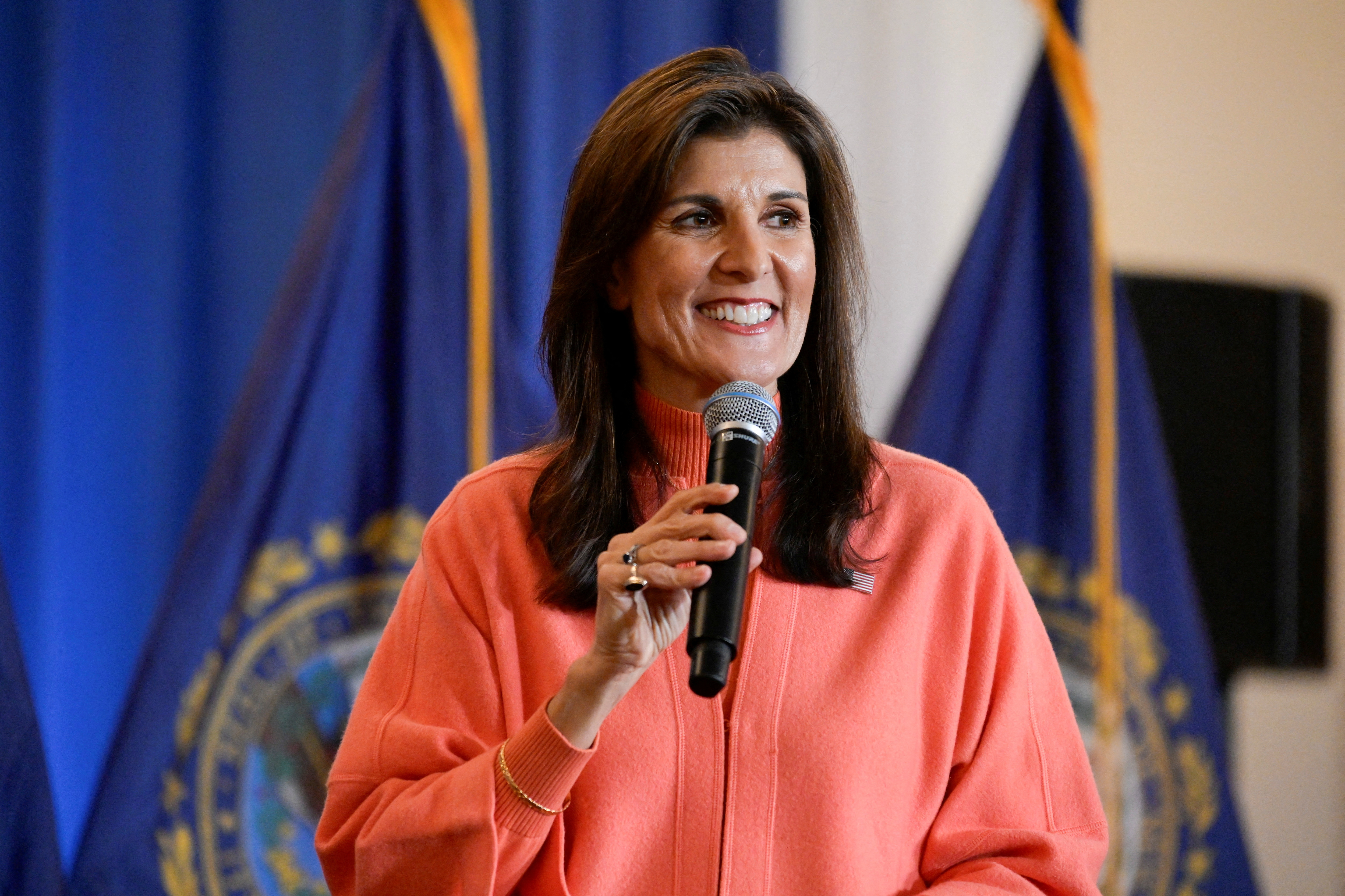 Republican presidential candidate and former U.S. Ambassador to the United Nations Nikki Haley holds a rally at the Omni Mt. Washington Hotel & Resort in Bretton Woods, New Hampshire, U.S. January 16, 2024. 