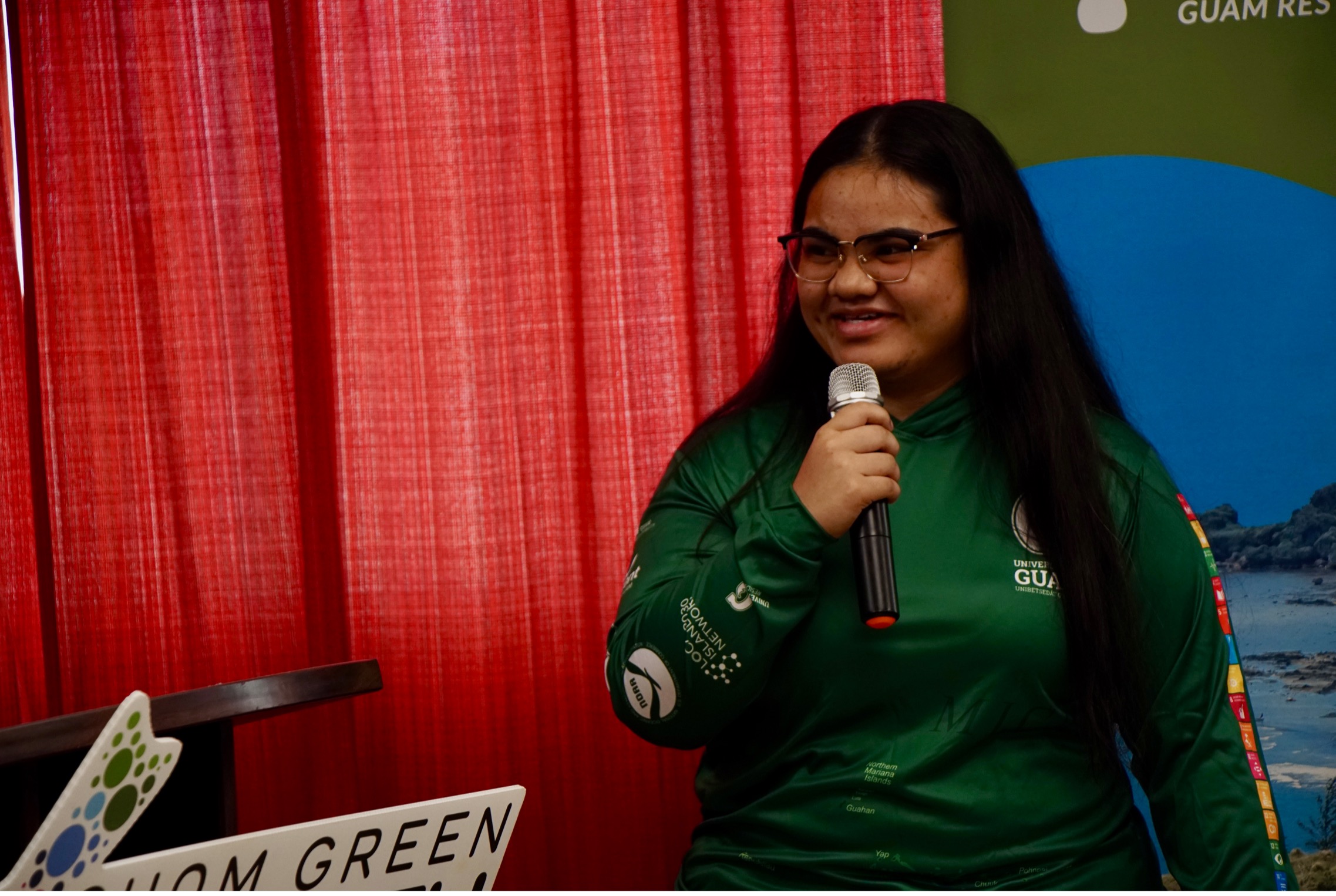 Alyshia Lebehn, a public health student from the Federated States of Micronesia, speaks about the opportunities that are available to the G3 Local2030 Islands Network Conservation Corps. Lebehn and three other new members were introduced at the launching of the program’s second cohort on Monday, February 19, at the UOG Residence Halls.