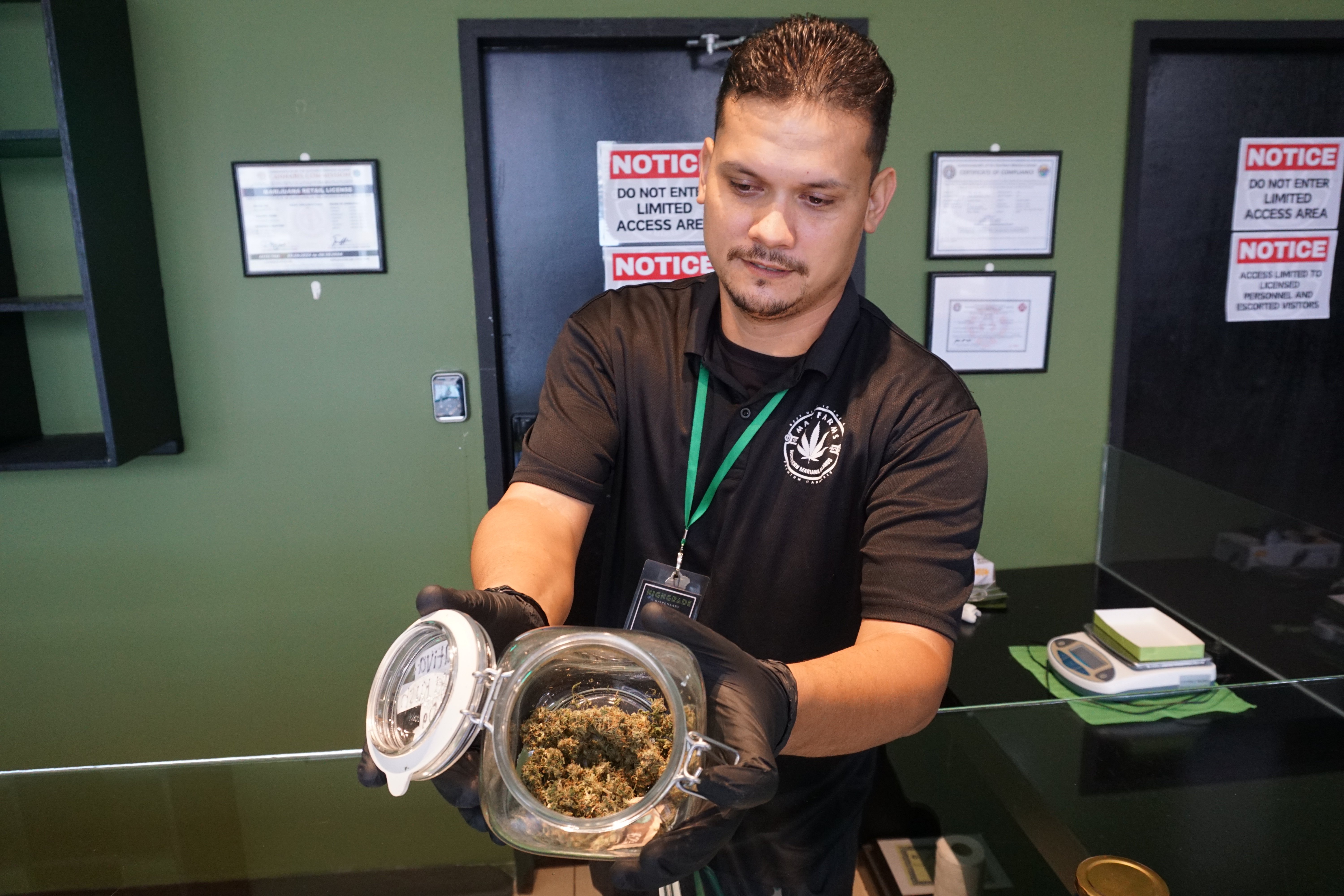 Shop manager Chris Meyers says KMintz is the dispensary's best seller.
