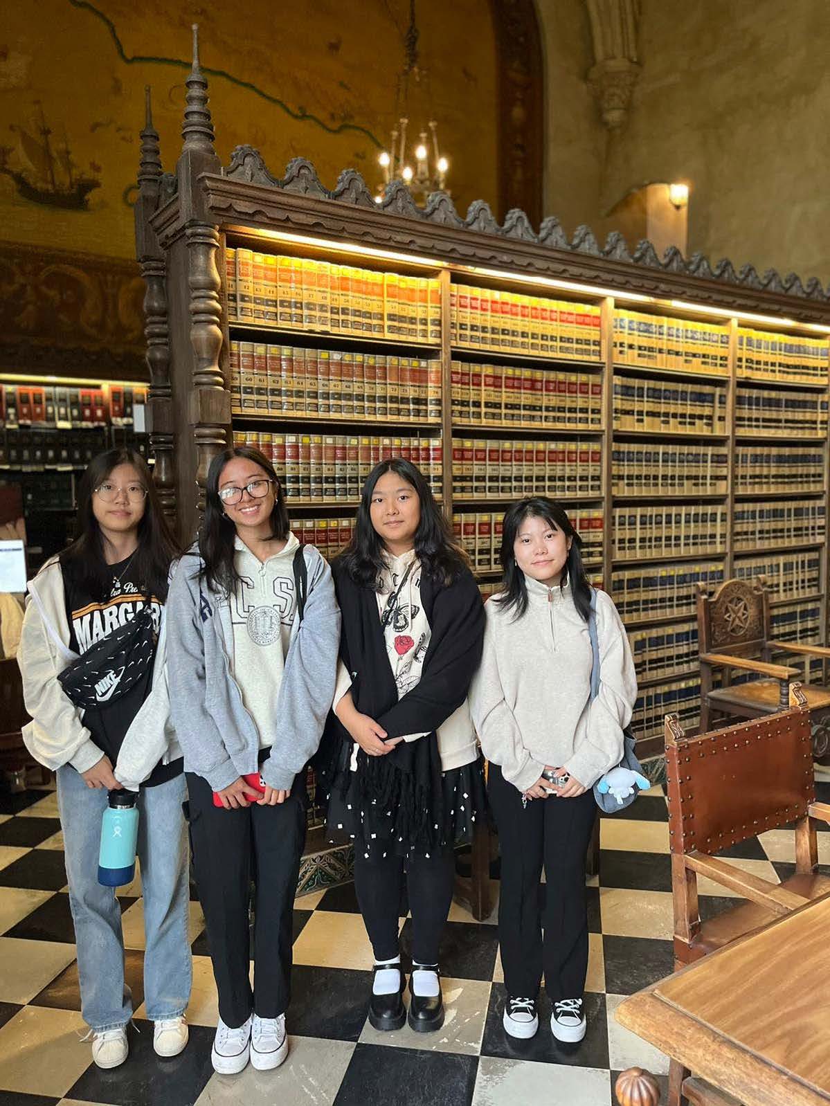 Moot Court competitors Yejin Son, Princes Habal, Julia Taitano, and Jenny Zhang toured the historic Santa Barbara County Courthouse.