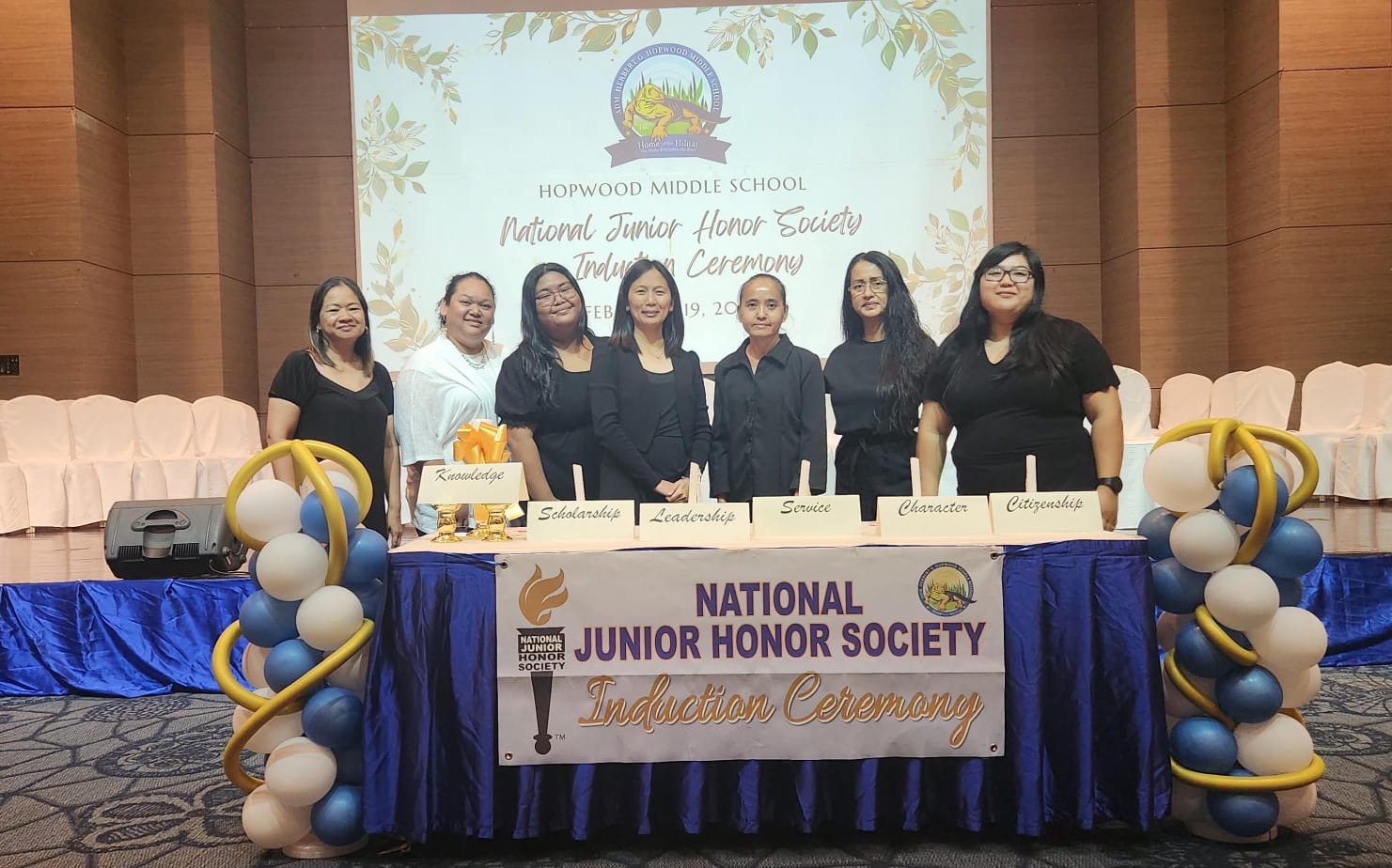 HMS NJHS advisors: Ms. Nishida, Ms. Angel, Ms. Bautista, Ms. San Nicolas, Ms. Pangelinan, Ms. Hofschneider-David and Ms. Ulloa.