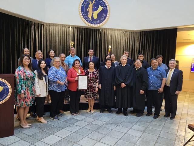 The Guam Behavioral Health and Wellness Center is presented with the 2023 Hustisia Award May 9, 2023, at the Superior Court of Guam in Hagåtña. 