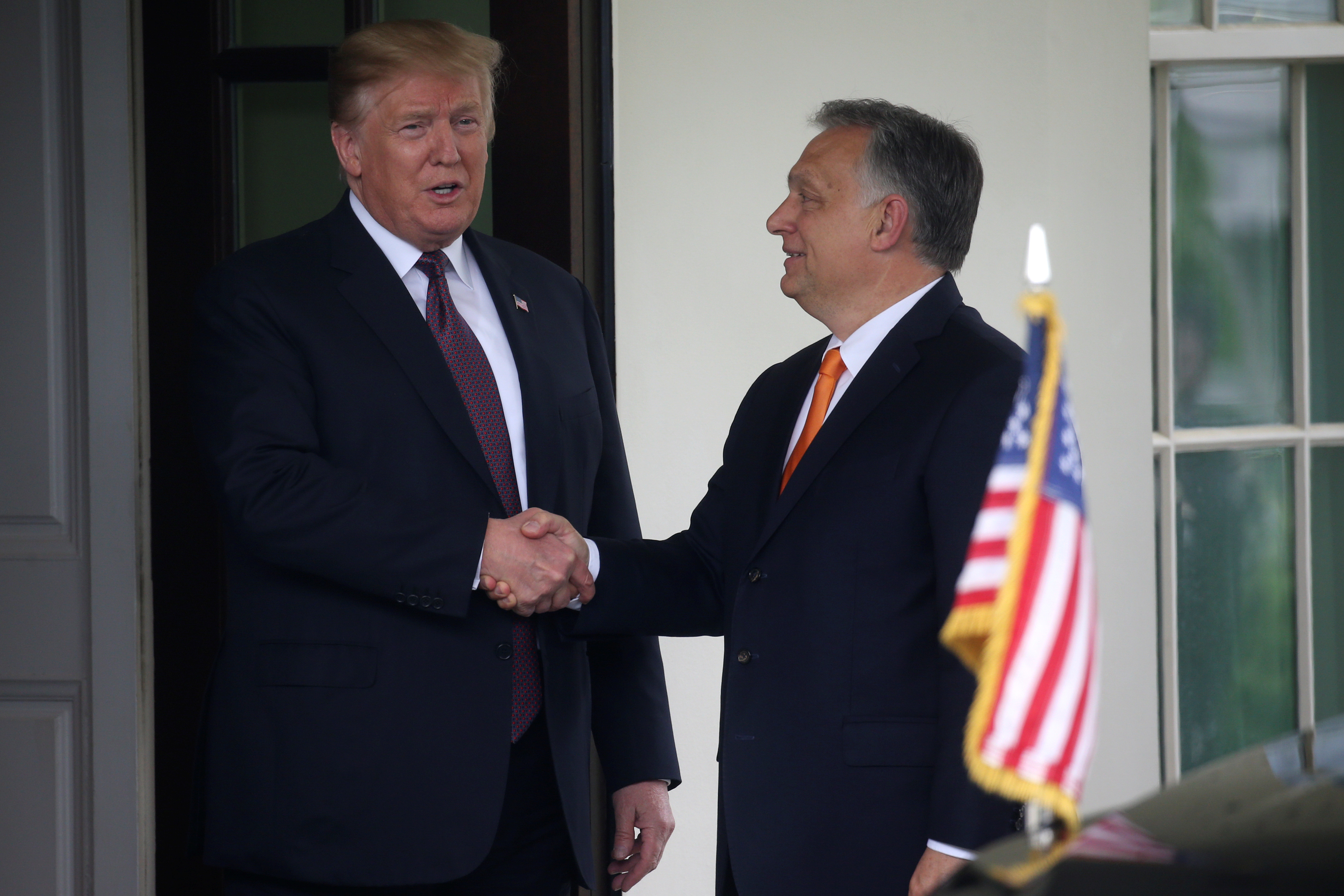 FILE PHOTO: U.S. President Donald Trump welcomes Hungary's Prime Minister Viktor Orban as he arrives at the White House in Washington, U.S., May 13, 2019. 