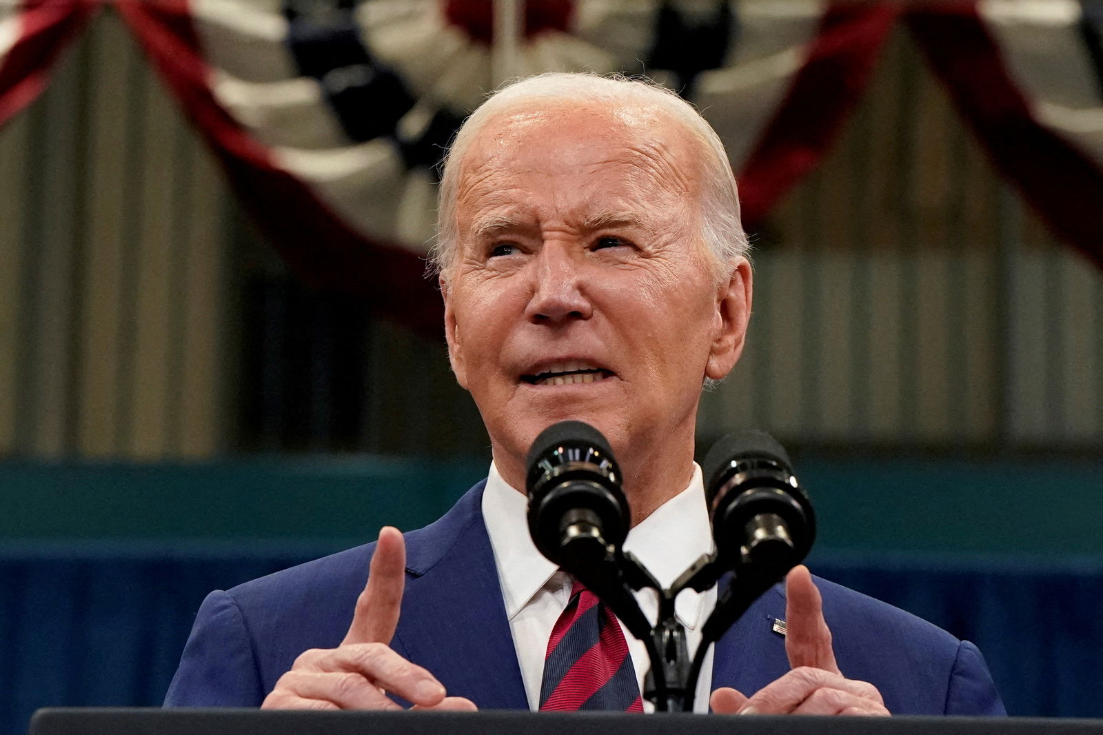 FILE PHOTO: U.S. President Joe Biden speaks during his visit at the Chavis Community Center in Raleigh, North Carolina, U.S., March 26, 2024. 