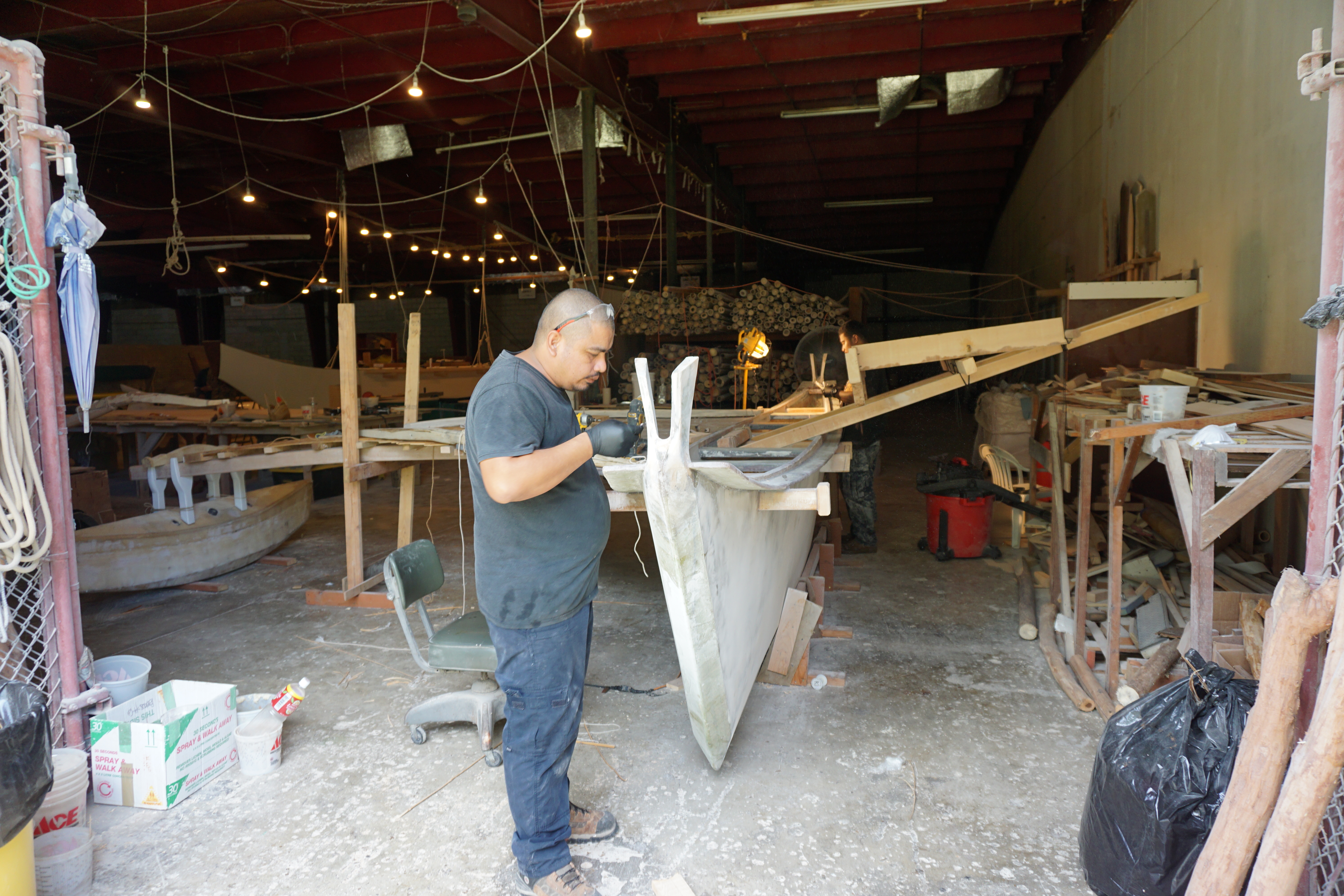 At the 500 Sails boatyard, efforts are underway to fabricate Mikaela.