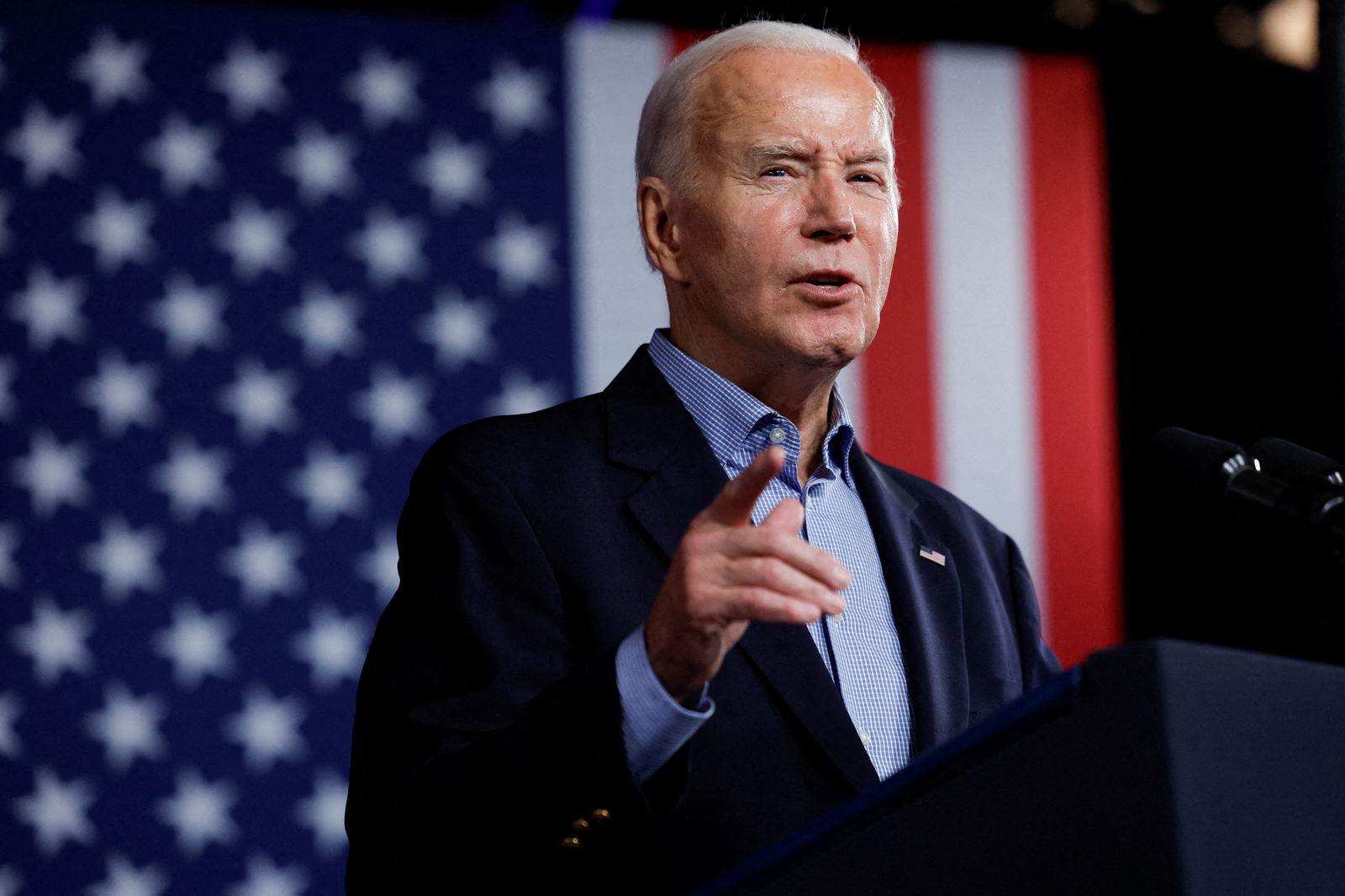 FILE PHOTO: U.S. President Joe Biden speaks during a campaign event at Pullman Yards in Atlanta, Georgia, U.S. March 9, 2024. 