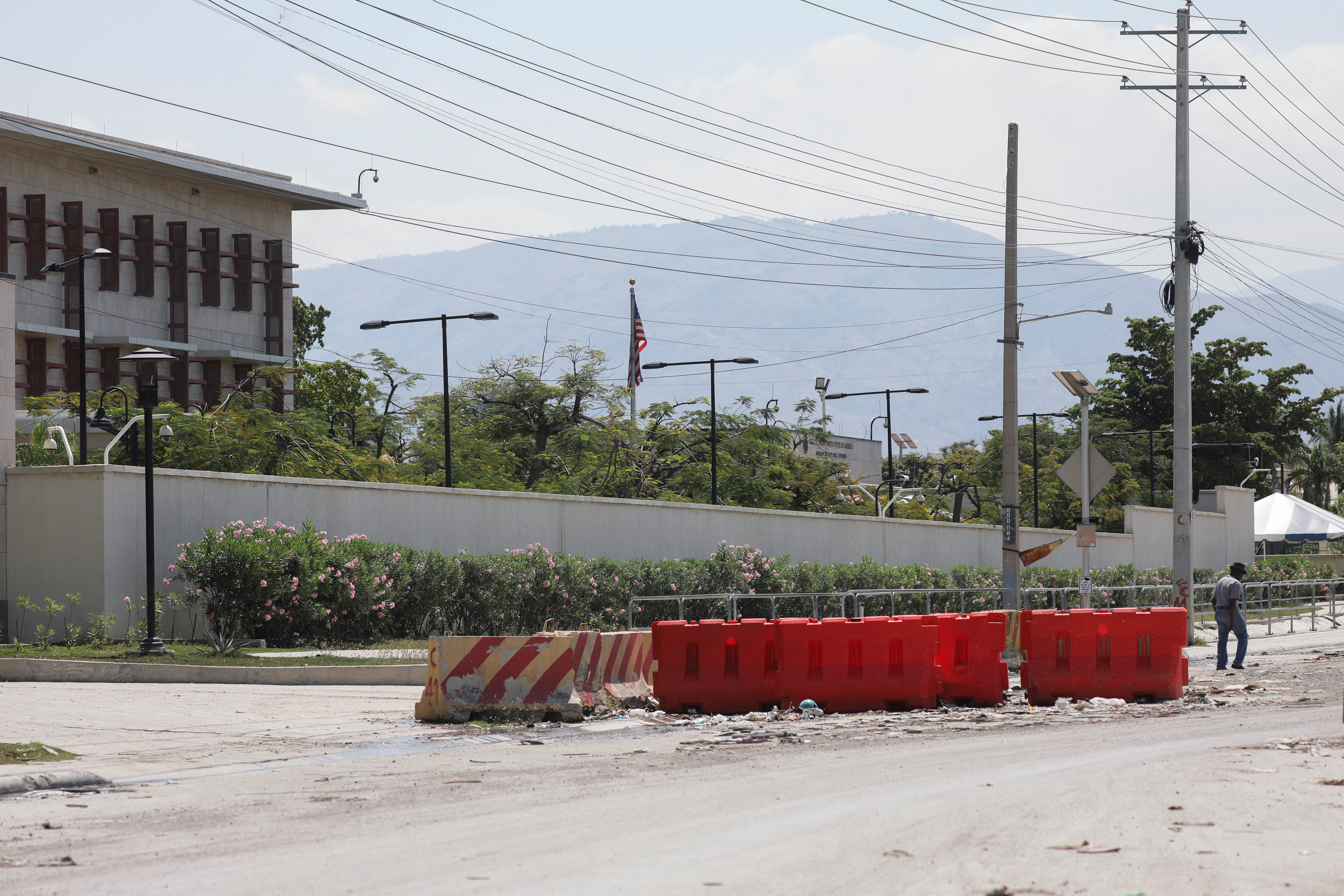 View of the U.S. embassy building where the U.S. military airlifted embassy non-essential personnel due to violence, in Port-au-Prince, Haiti March 10, 2024. 