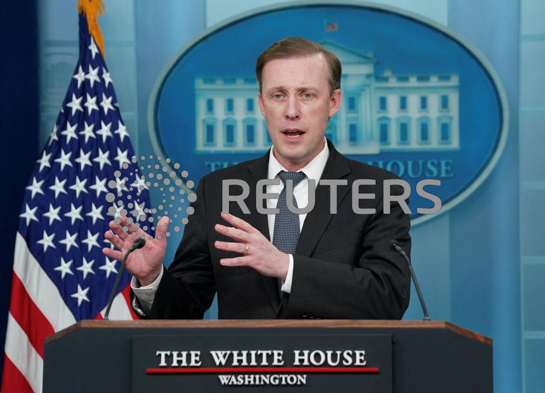U.S. National Security Advisor Jake Sullivan speaks during a press briefing at the White House in Washington, U.S., March 12, 2024. 