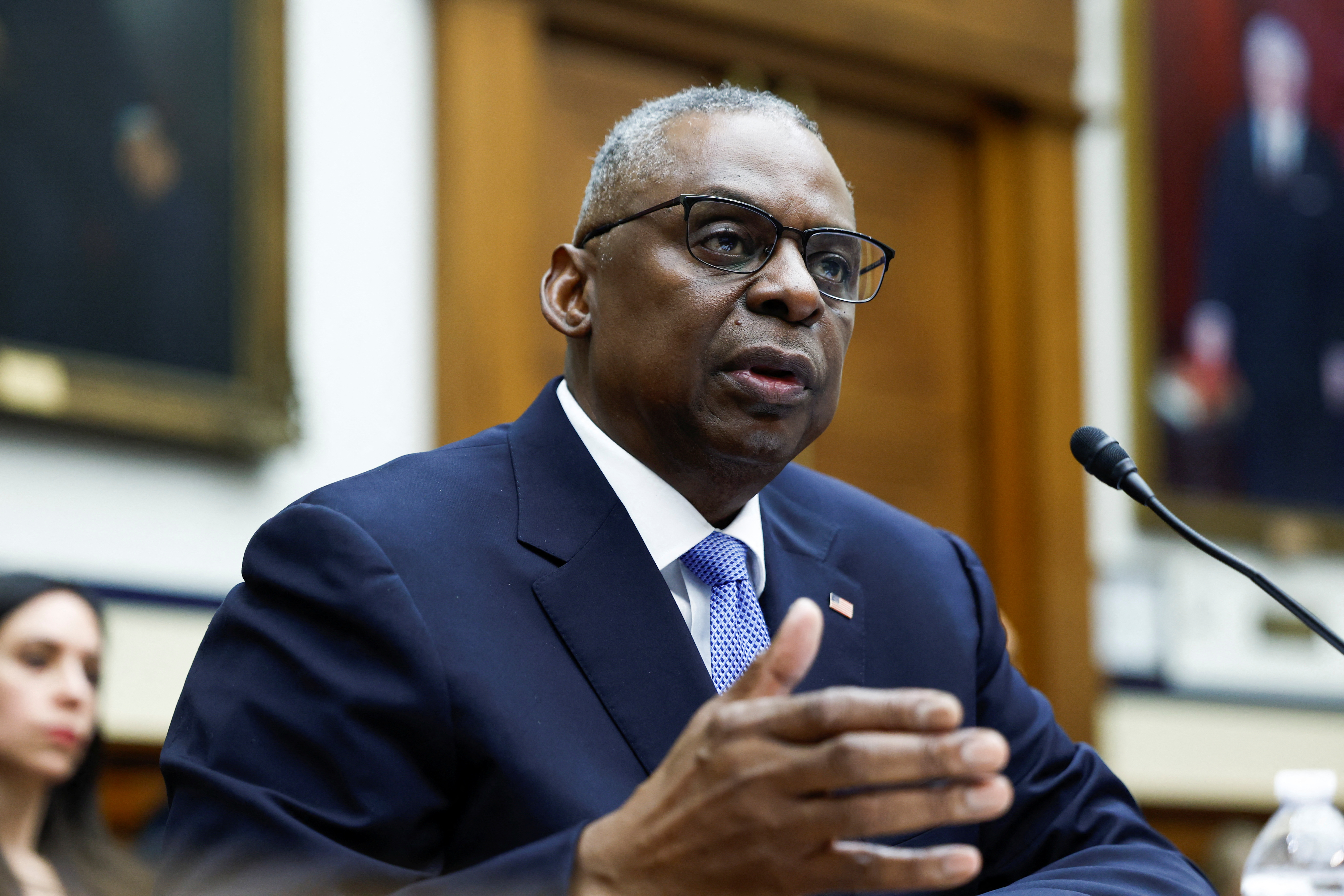 U.S. Defense Secretary Lloyd Austin testifies before a House Armed Services Committee hearing about his failure to disclose his cancer diagnosis and subsequent hospitalizations, on Capitol Hill in Washington, U.S., February 29, 2024. 