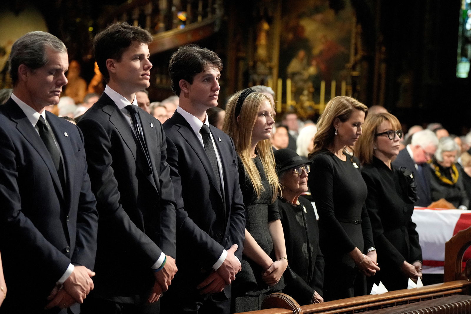Family members of late former Canadian Prime Minister Brian Mulroney attend his funeral, in Montreal, Quebec, Canada, March 23, 2024. 