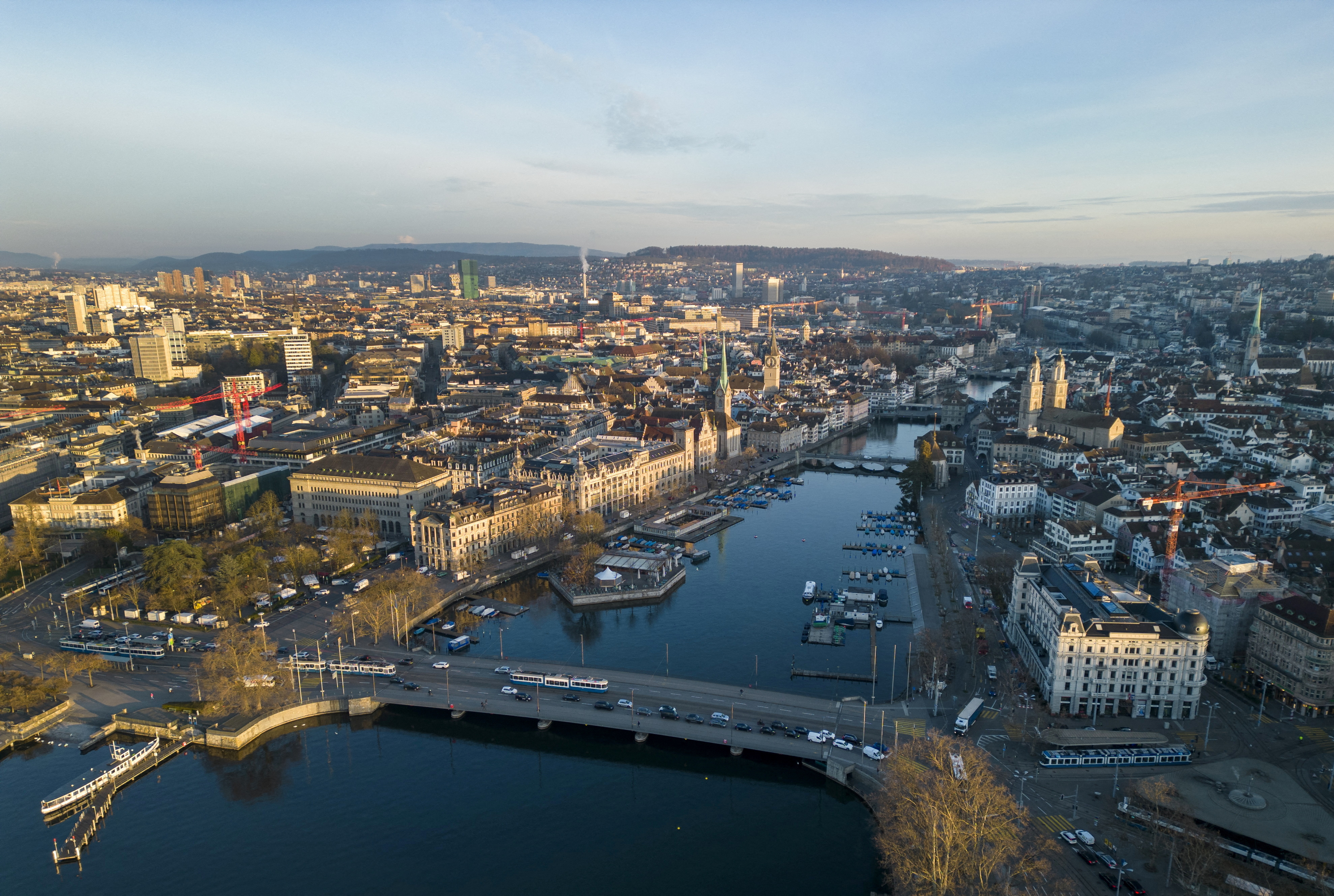 FILE PHOTO: The Limmat river and the city are seen early morning in Zurich, Switzerland March 21, 2023. 