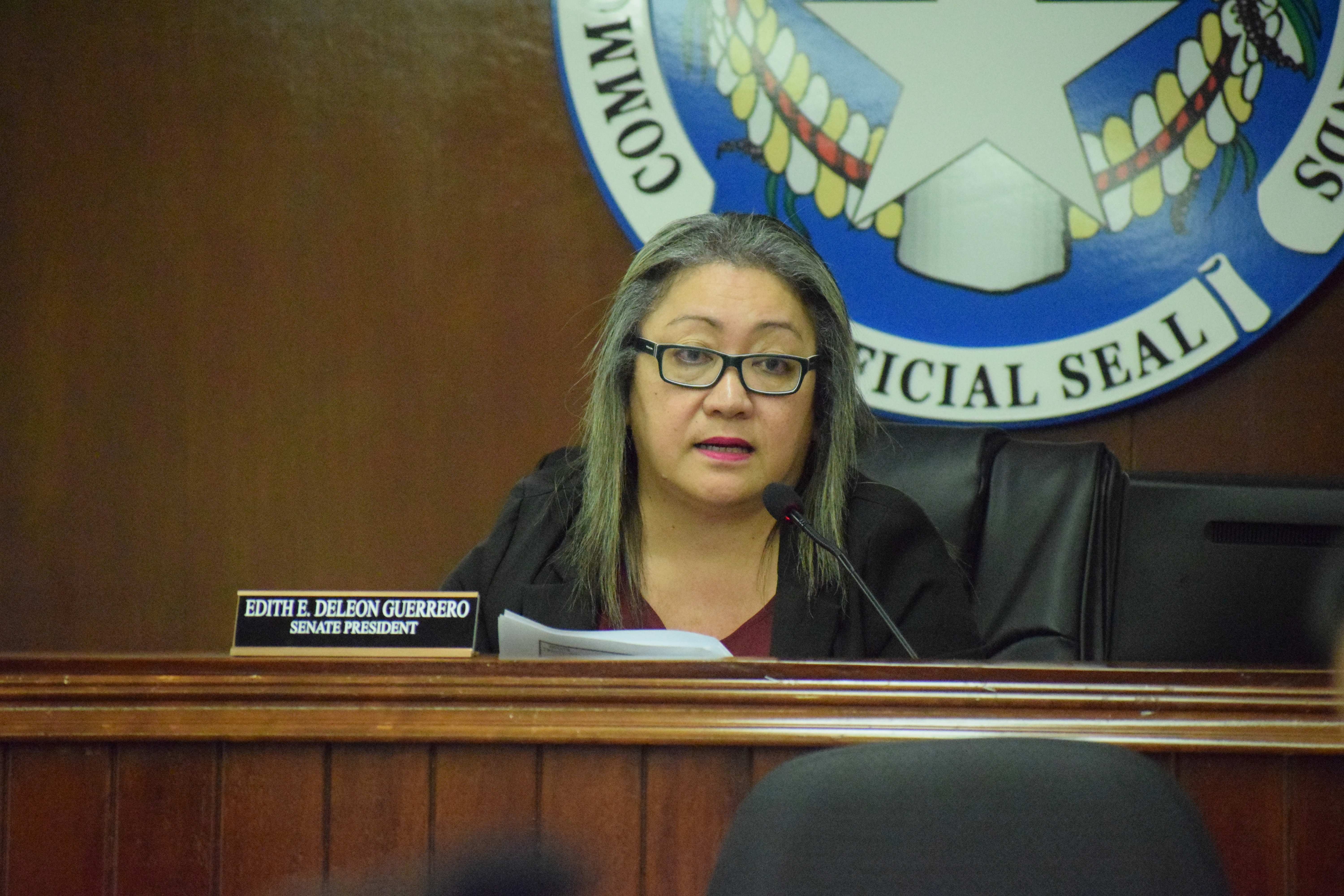 Senate President Edith Deleon Guerrero speaks during a session last week.