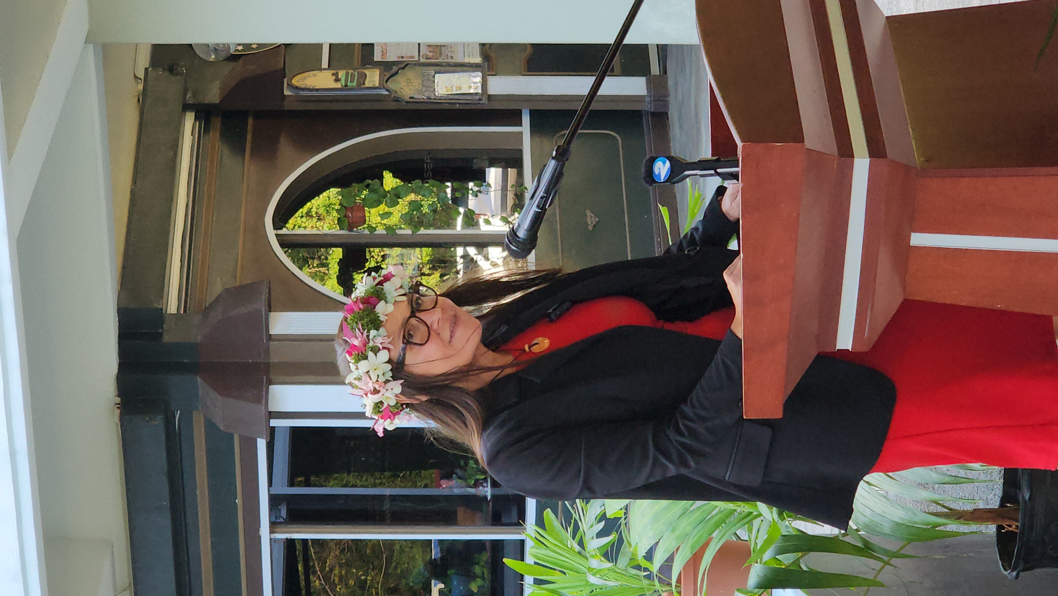 Kimberlyn King-Hinds announces her candidacy for U.S. Congress at the Marianas Business Plaza in Susupe on Thursday morning.