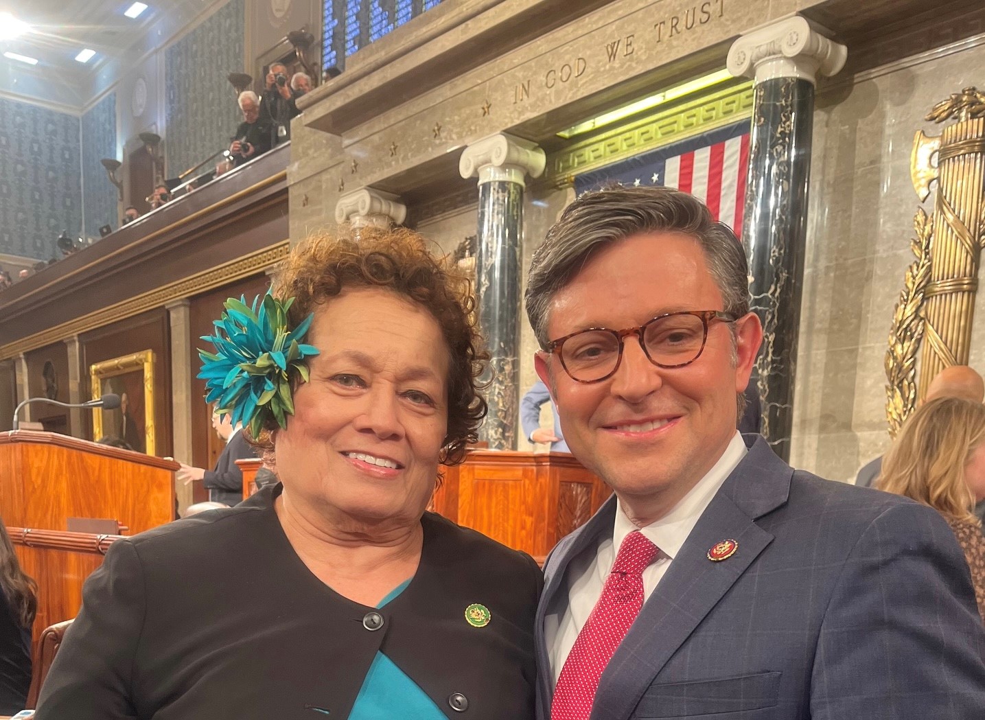 Congresswoman Amata and Speaker Mike Johnson in the House of Representatives.