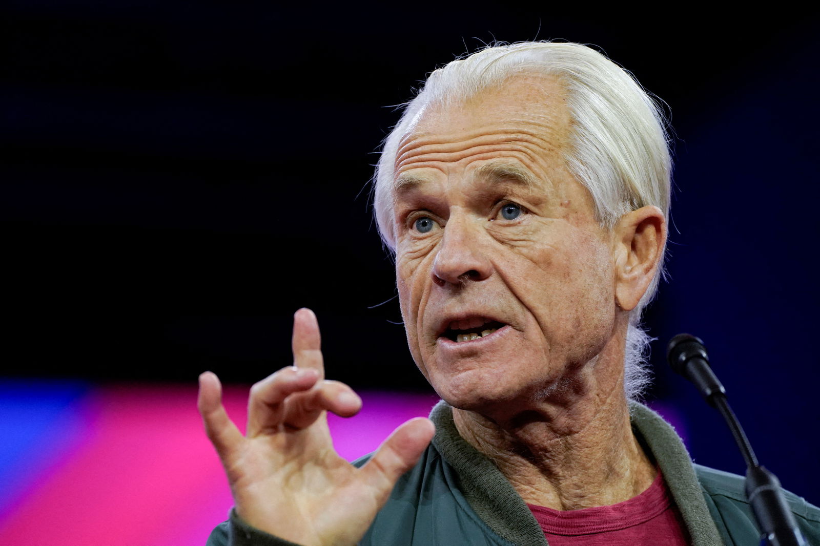 FILE PHOTO: Peter Navarro, former U.S. President Donald Trump's trade adviser, addresses the Conservative Political Action Conference (CPAC) annual meeting in National Harbor, Maryland, U.S., February 24, 2024. 
