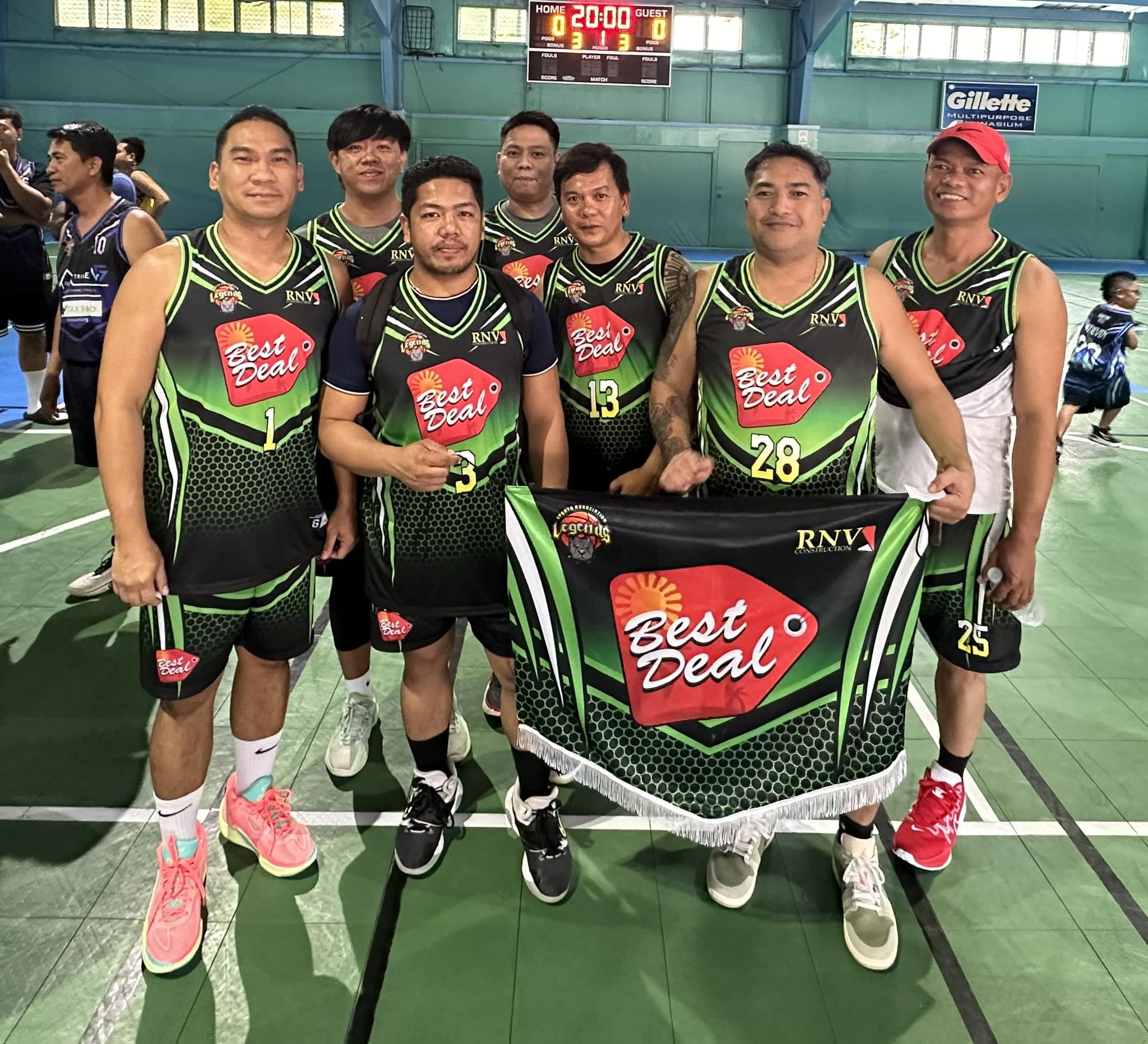 Best Deal players pose for a photo during the opening ceremony of the Sports Association Invitational Basketball League Season 2 at the TSL Sports Complex. 