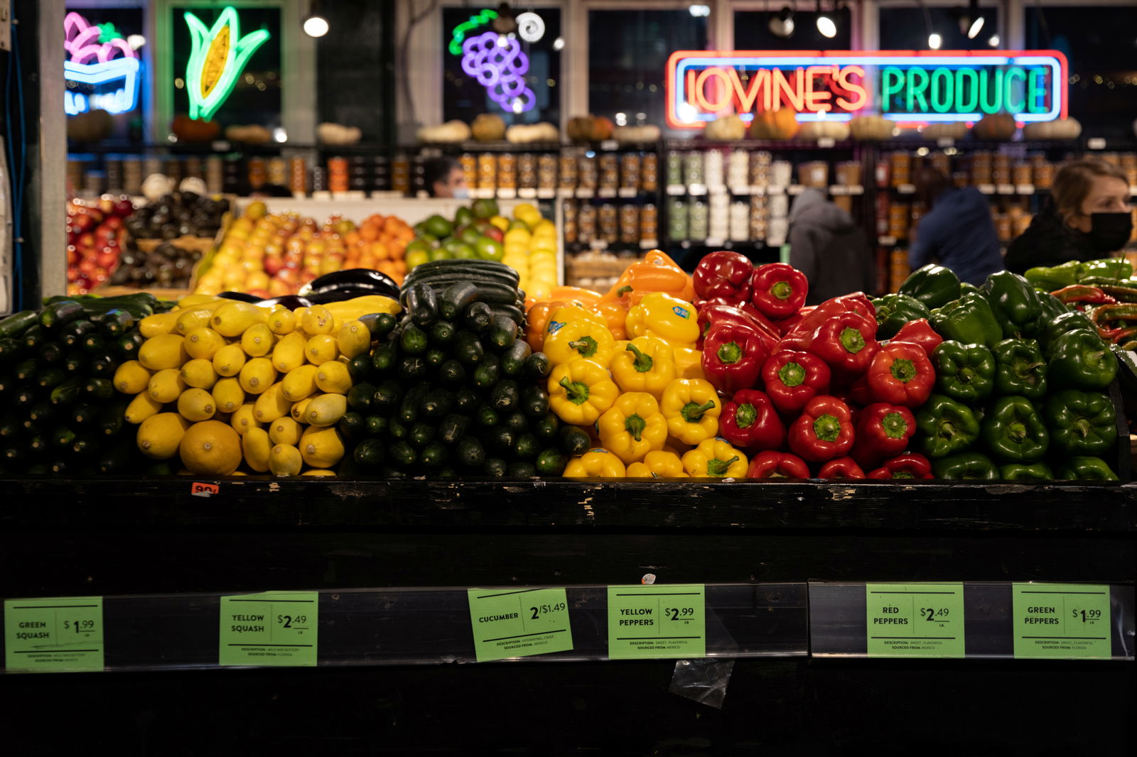 FILE PHOTO: Vegetables are pictured at a produce shop at Reading Terminal Market after the inflation rate hit a 40-year high in January, in Philadelphia, Pennsylvania, U.S. February 19, 2022. 
