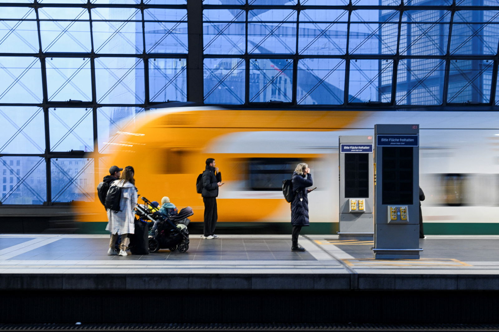 An ODEG train arrives at the main train station during a nationwide strike called by Germany's train drivers union GDL over wage increases, in Berlin, Germany, March 7, 2024. 