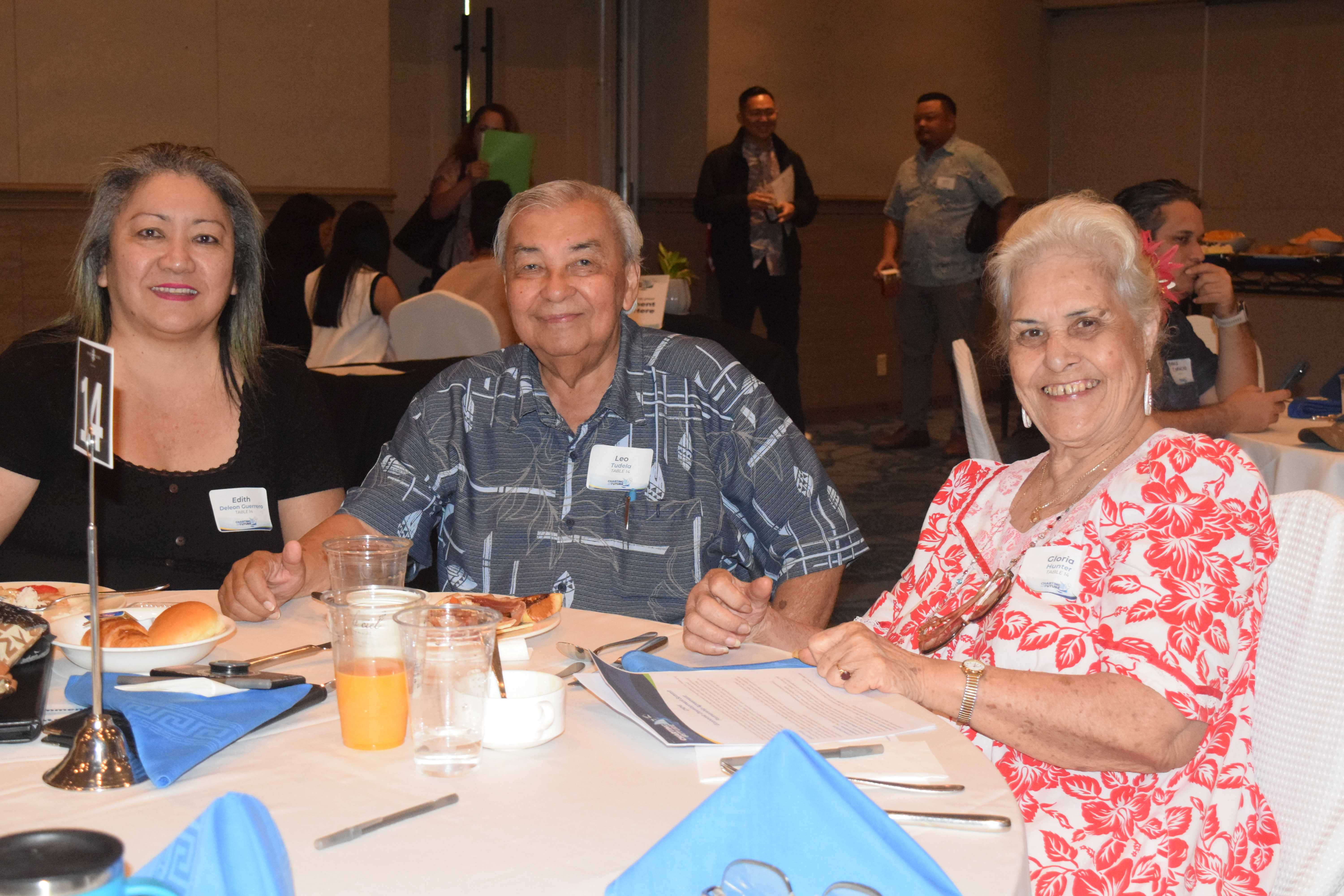Senate President Edith Deleon Guerrero, Commonwealth Ports Authority Executive Director Leo Tudela and Gloria Hunter, former special assistant for programs and legislative review.